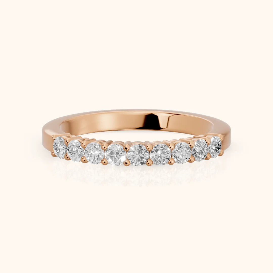Daniela Shared Prong Round Diamond Half Eternity Band in Rose Gold — view 2