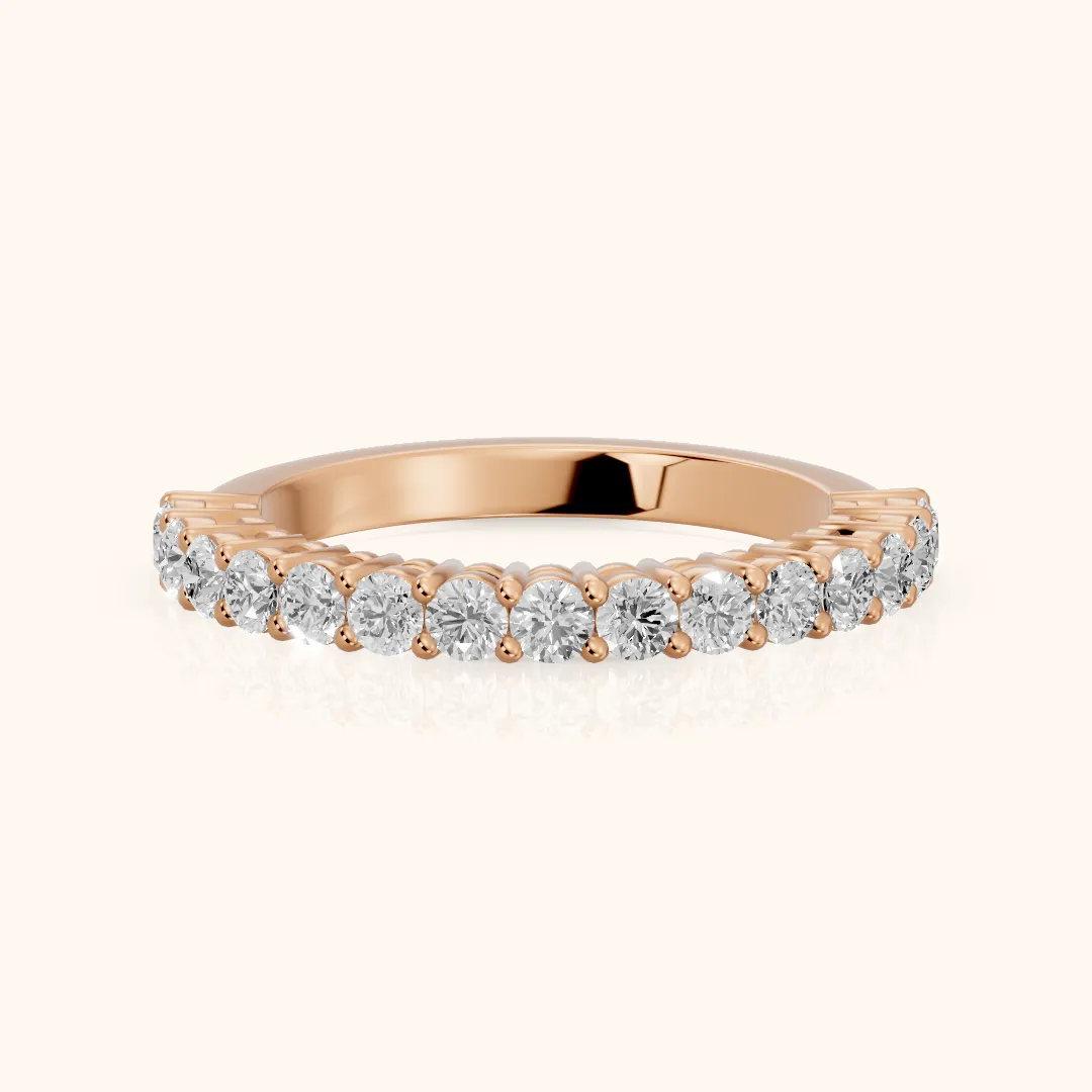 Gala Shared Prong Round Diamond Half Eternity Band in Rose Gold — view 2