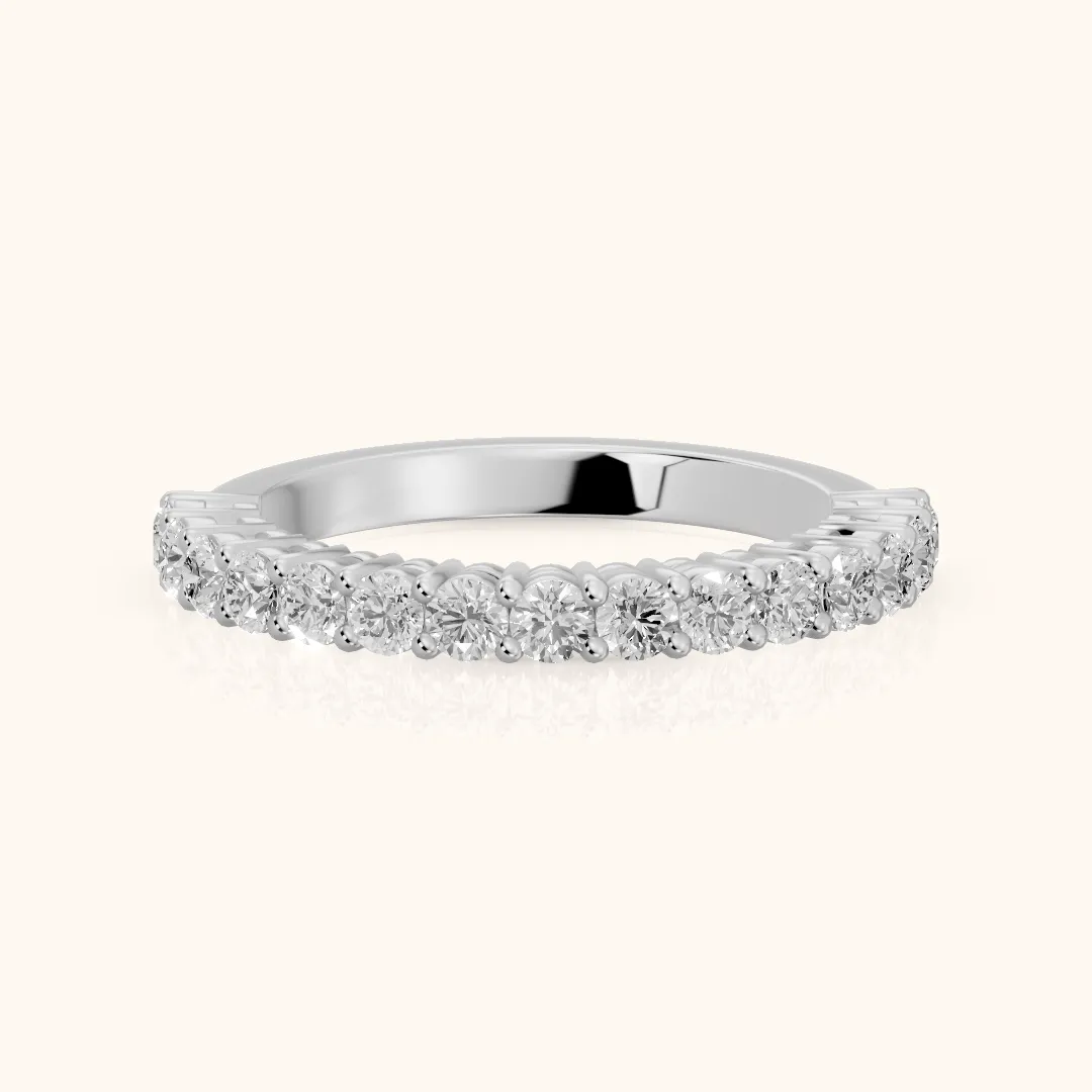 Gala Shared Prong Round Diamond Half Eternity Band in Silver — view 2