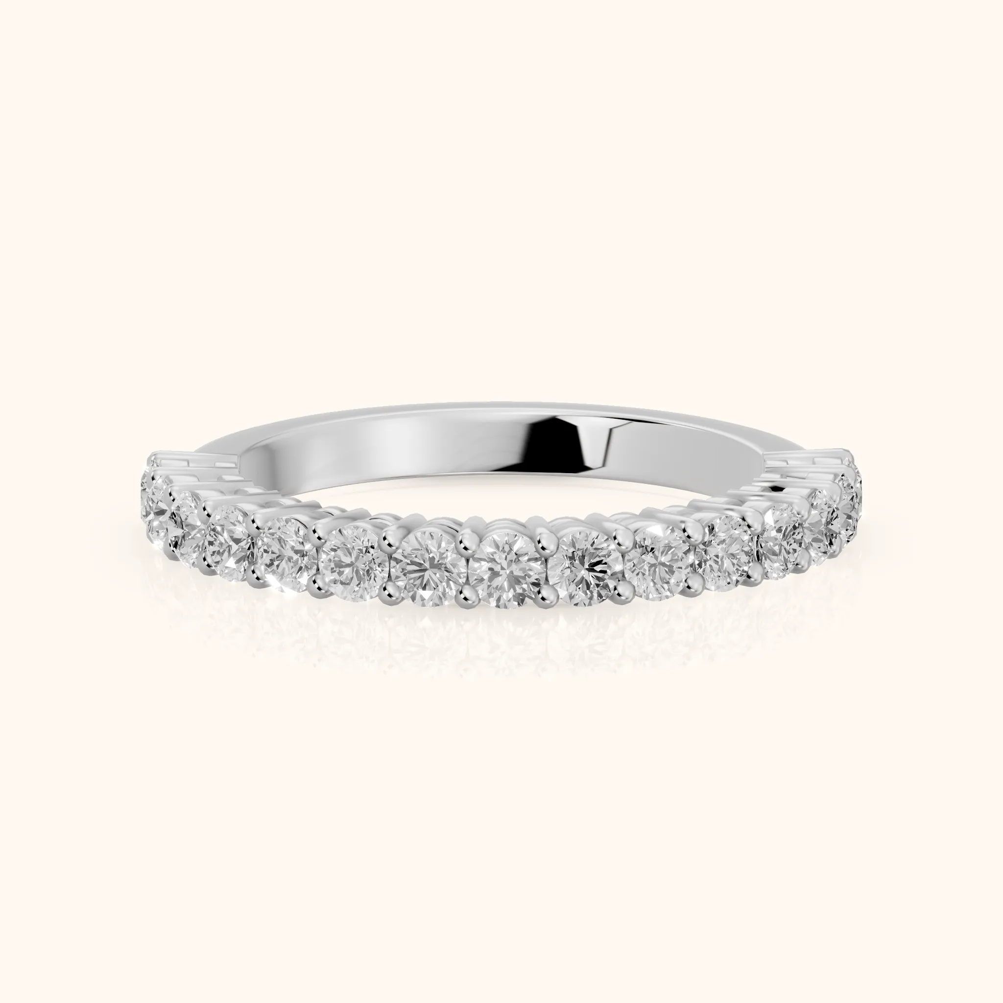 Gala Shared Prong Round Diamond Half Eternity Band in Silver — view 1