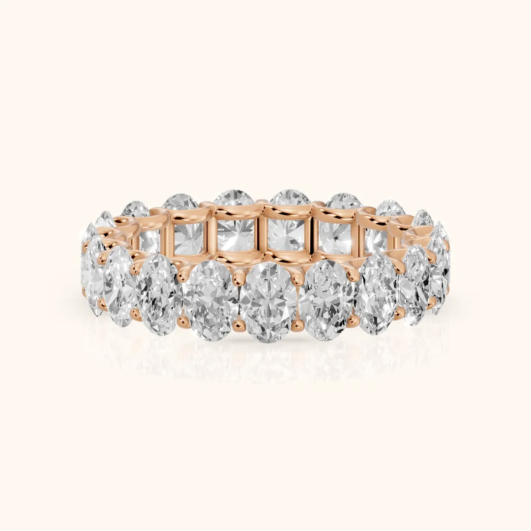Ivana Shared Prong Oval Diamond Eternity Band in Rose Gold — view 2