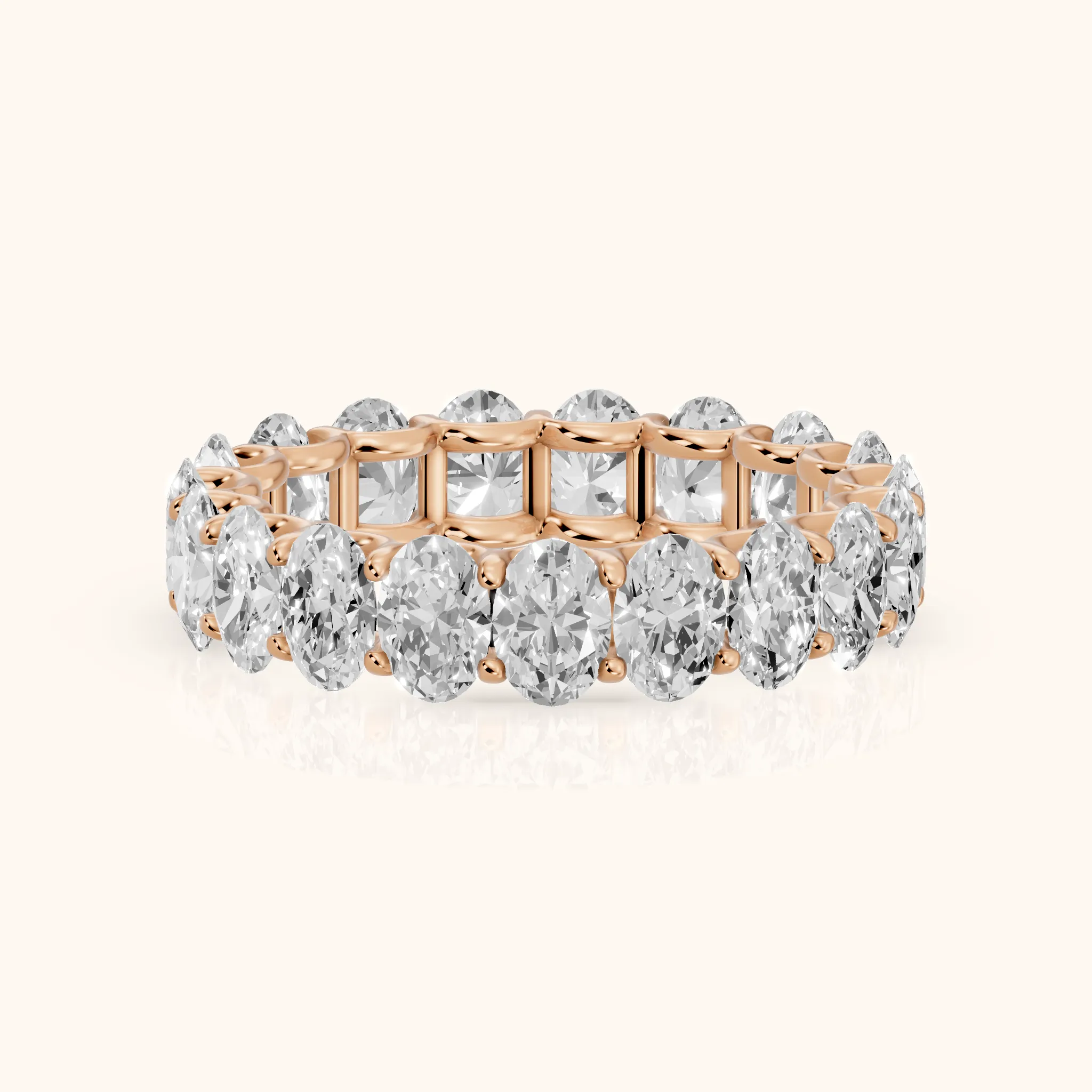 Ivana Shared Prong Oval Diamond Eternity Band in Rose Gold — view 1