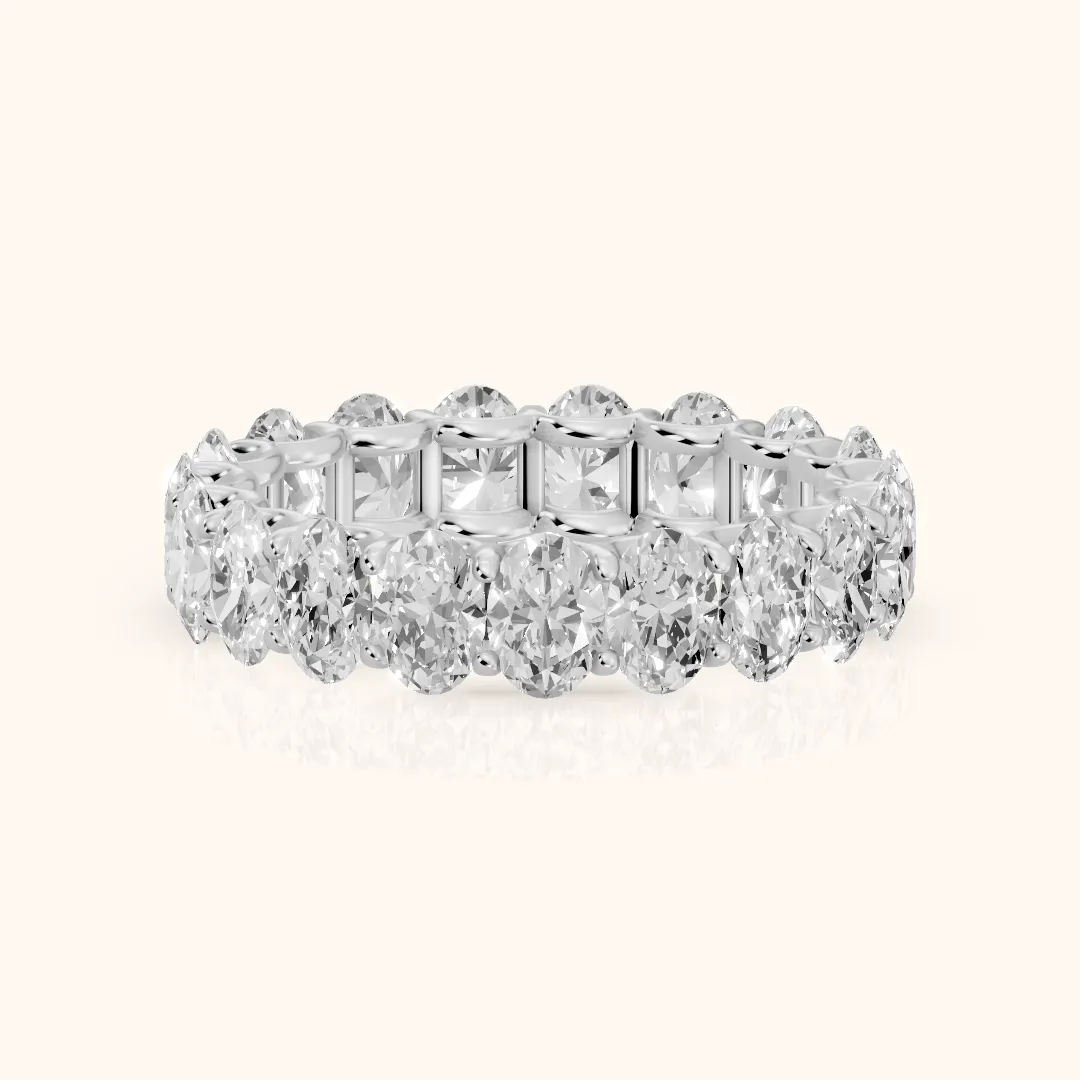 Ivana Shared Prong Oval Diamond Eternity Band in Silver — view 2