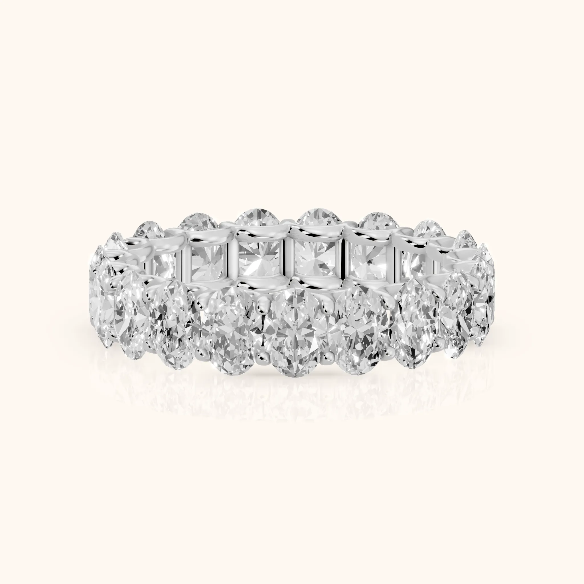 Ivana Shared Prong Oval Diamond Eternity Band in Silver — view 1