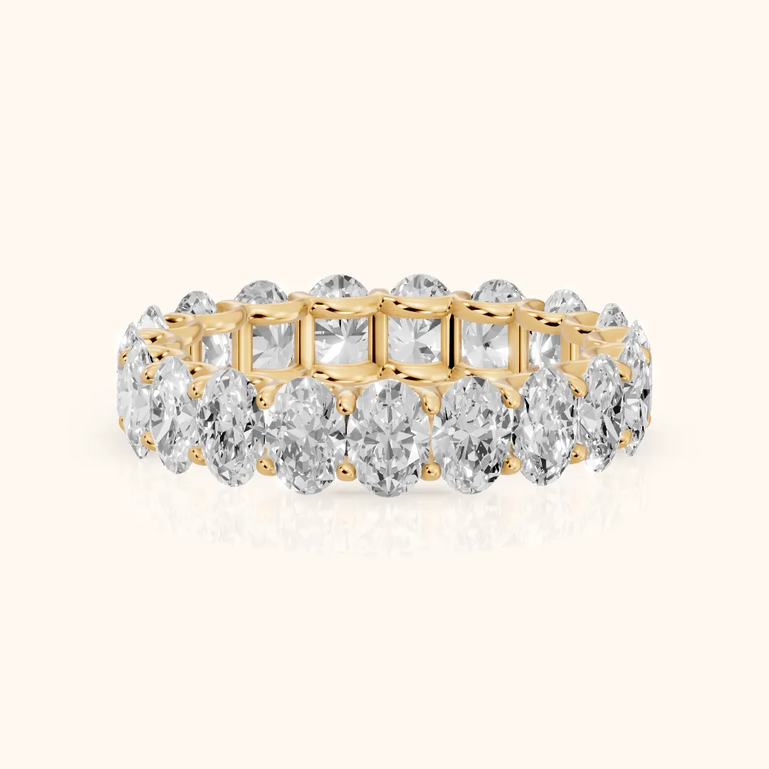 Ivana Shared Prong Oval Diamond Eternity Band in Yellow Gold — view 2