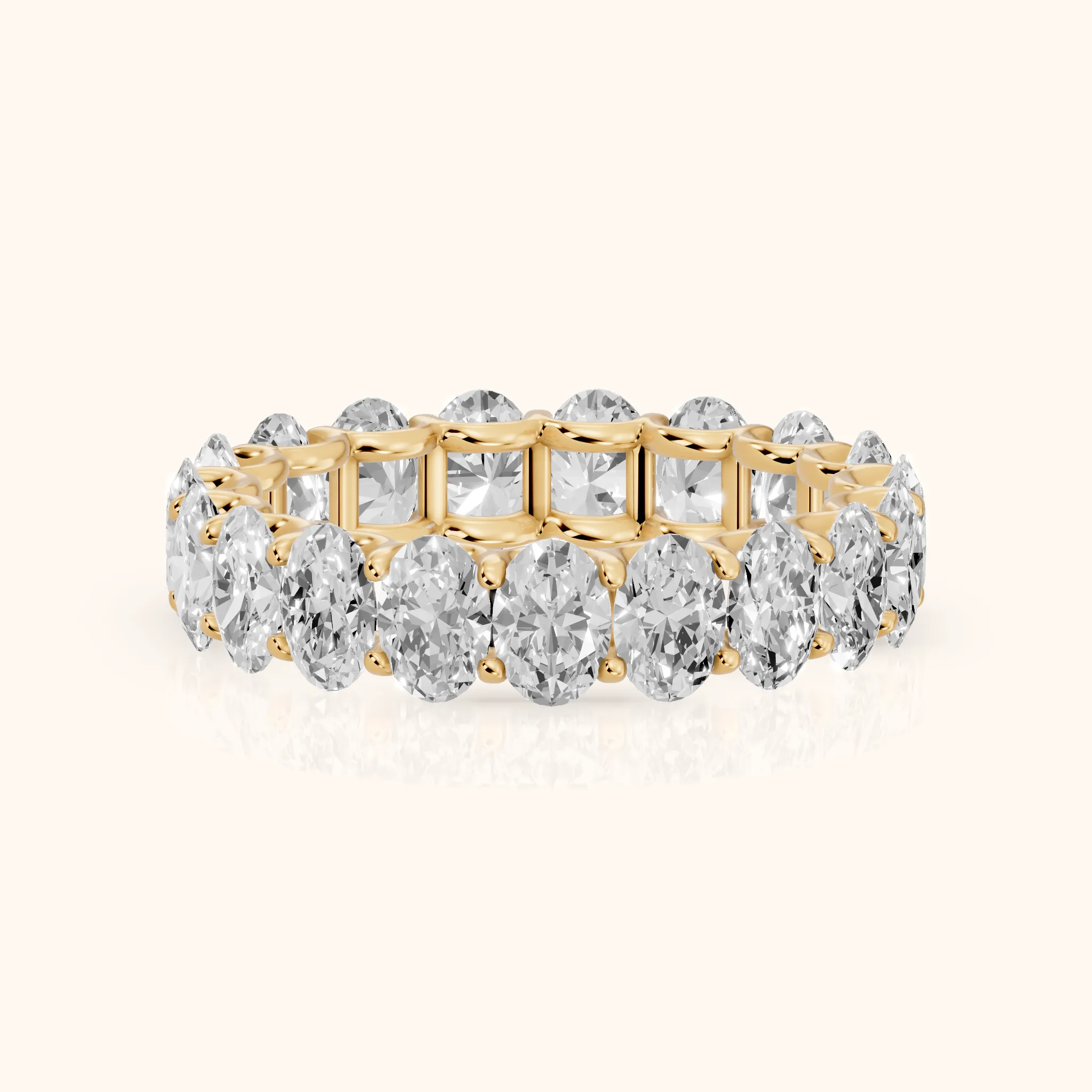 Ivana Shared Prong Oval Diamond Eternity Band in Yellow Gold — view 1