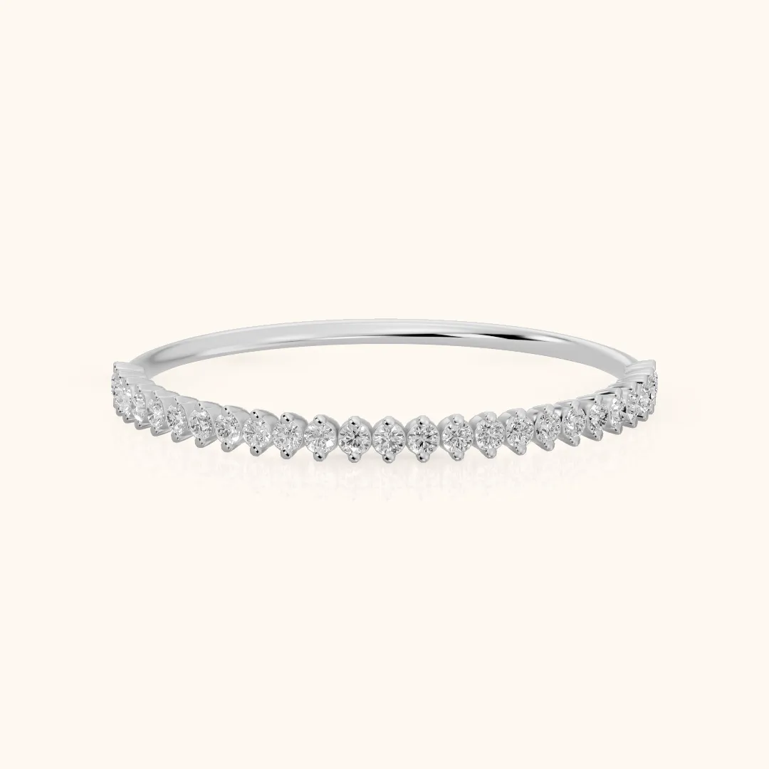 Leona Claw Prong Round Diamond Half Eternity Band in Silver — view 2