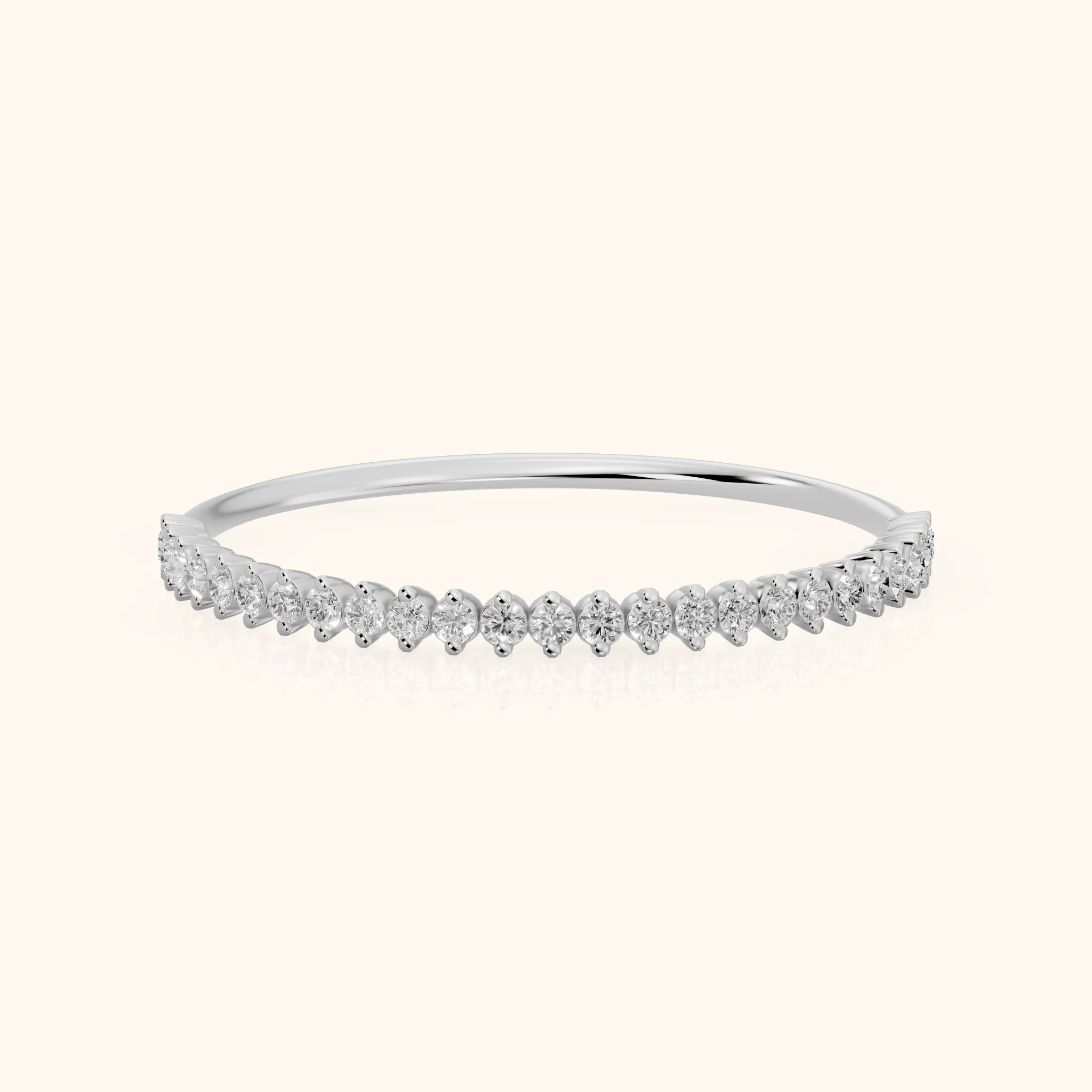 Leona Claw Prong Round Diamond Half Eternity Band in Silver — view 1