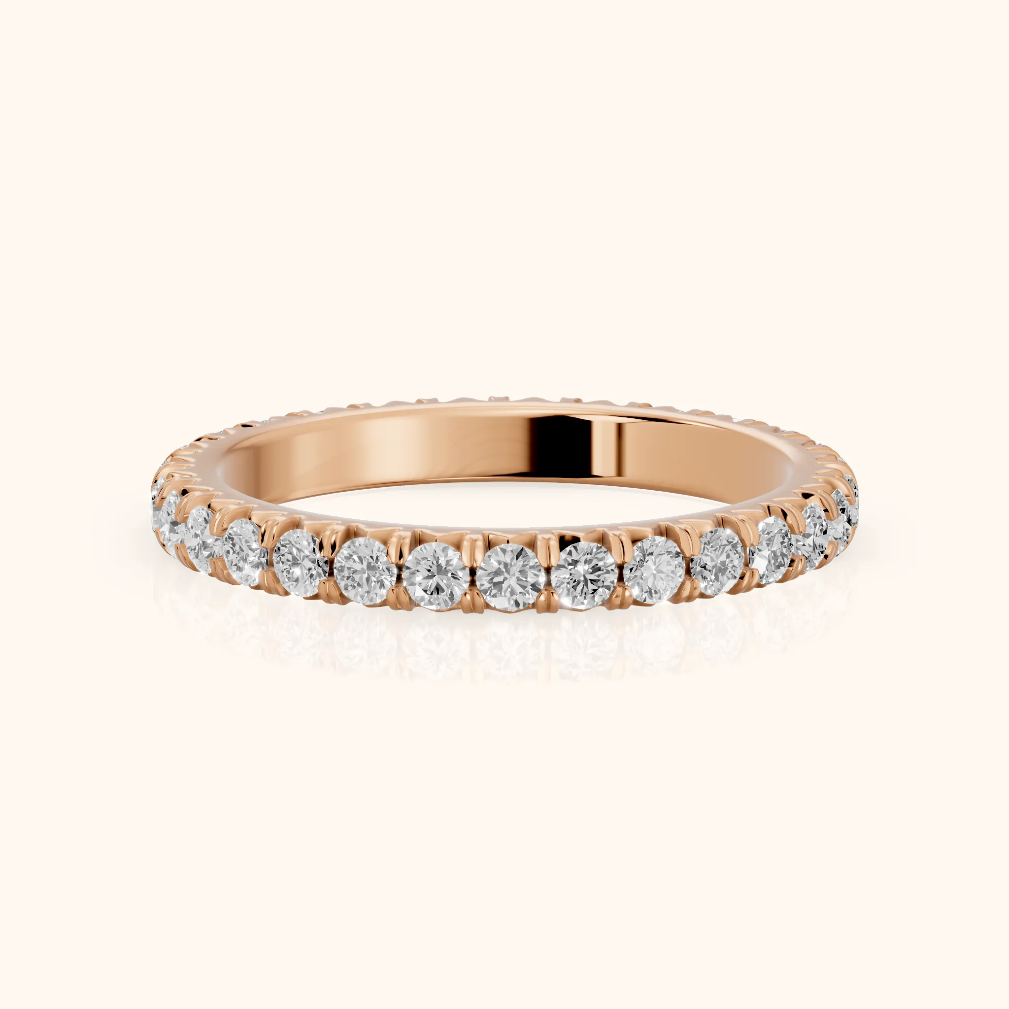 Lia French Pavé Round Diamond Eternity Band in Rose Gold — view 1
