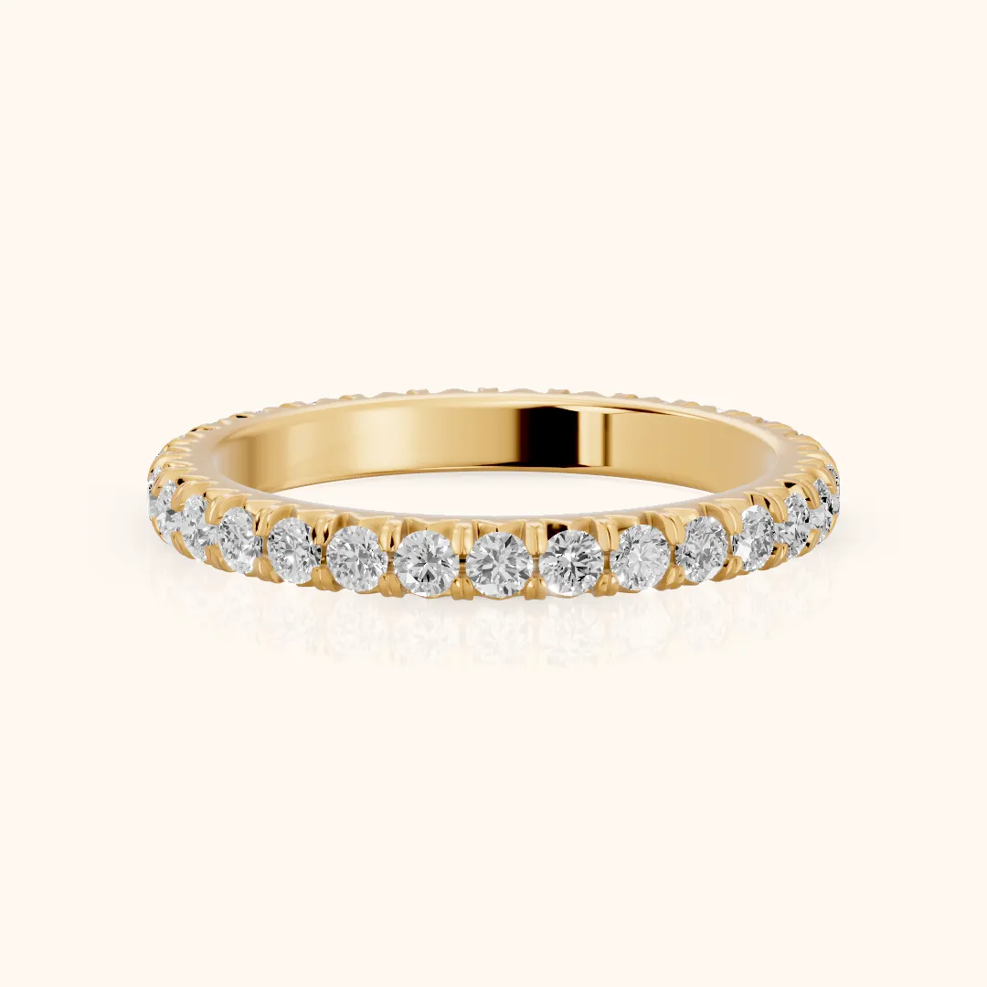 Lia French Pavé Round Diamond Eternity Band in Yellow Gold — view 2
