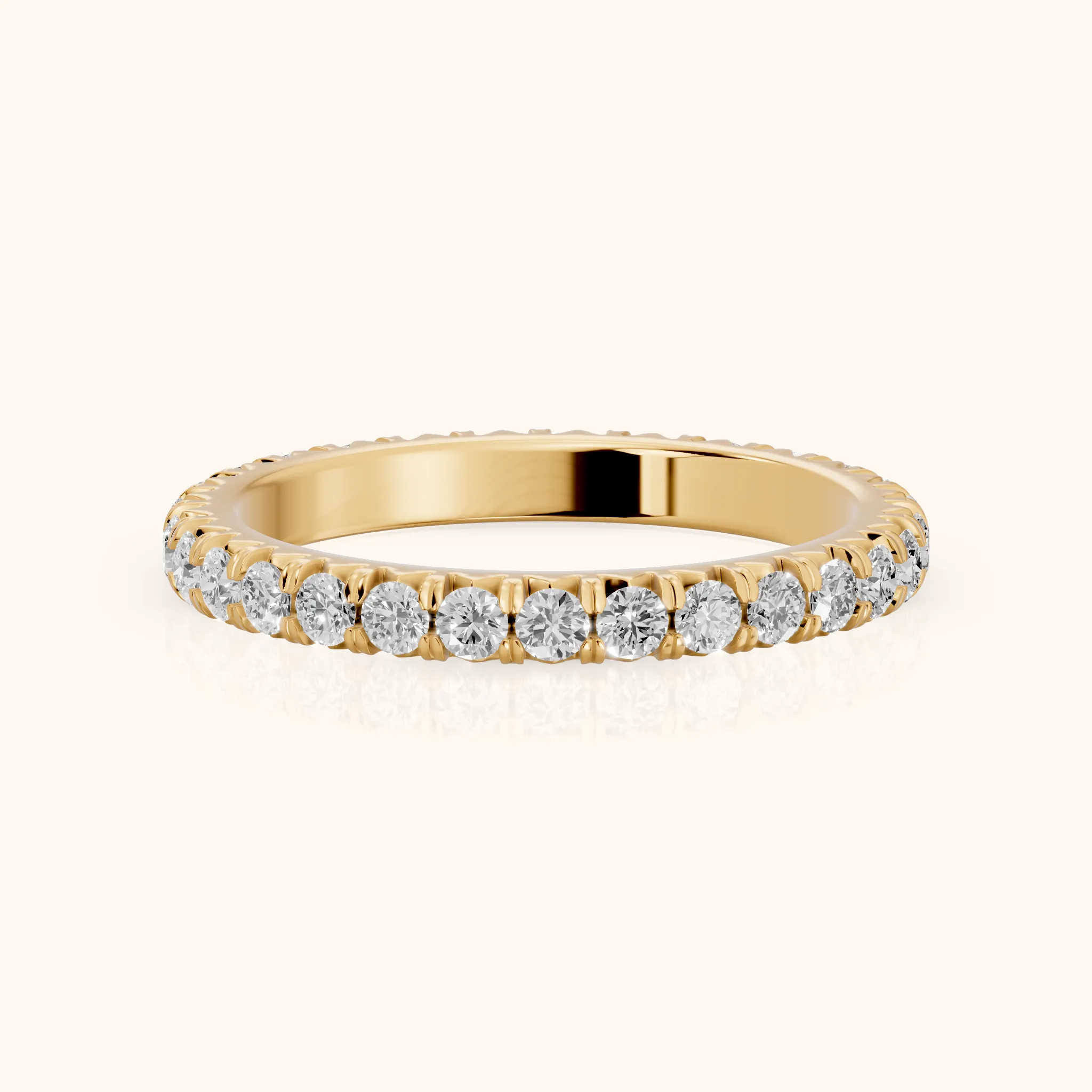 Lia French Pavé Round Diamond Eternity Band in Yellow Gold — view 1