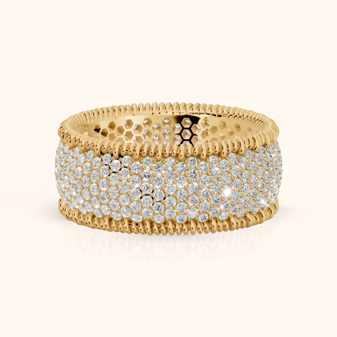 Rita Micropavé Round Diamond Anniversary Ring in Yellow Gold — view 2