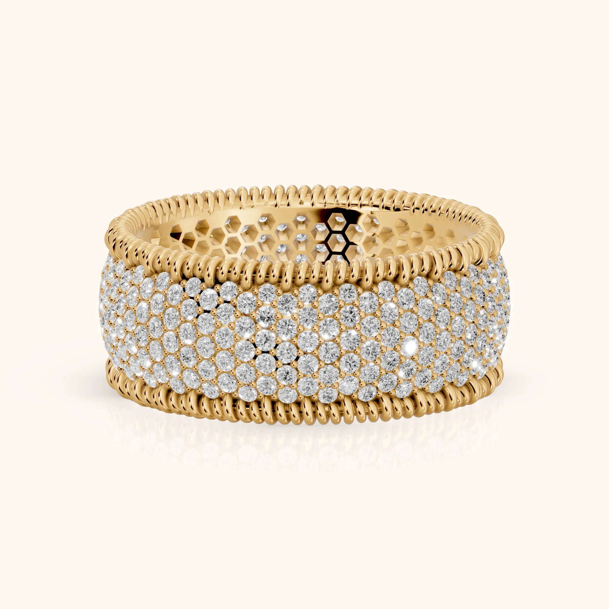 Rita Micropavé Round Diamond Anniversary Ring in Yellow Gold — view 1
