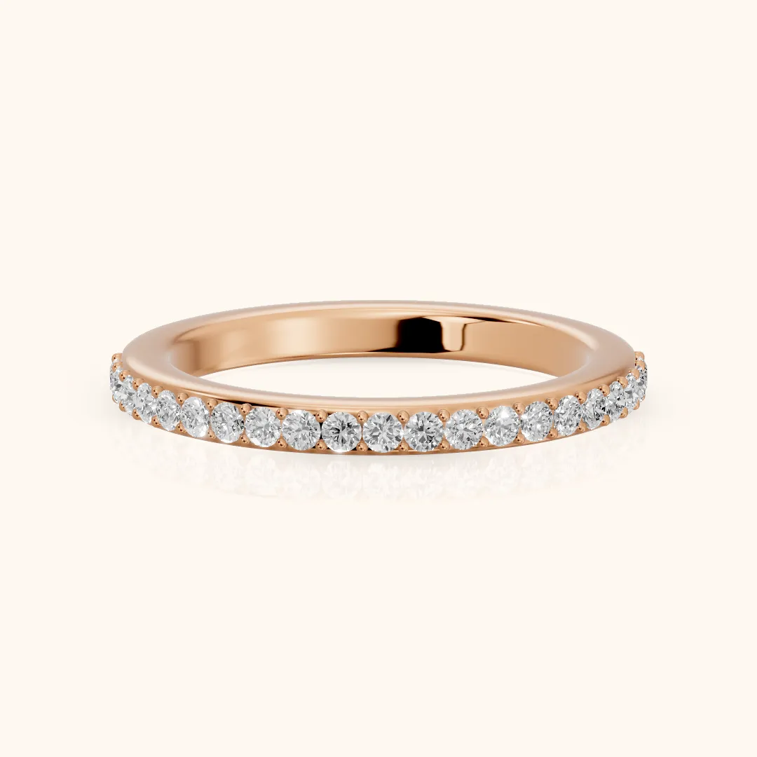 Tamara Micropavé Round Diamond Half Eternity Band in Rose Gold — view 2