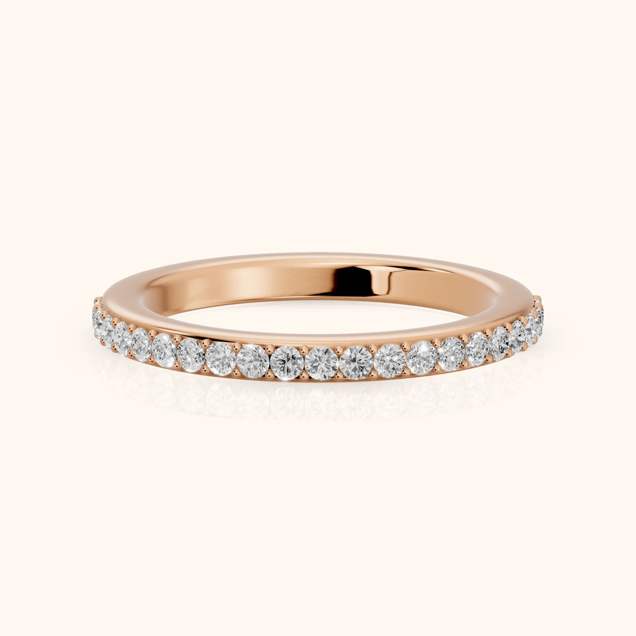 Tamara Micropavé Round Diamond Half Eternity Band in Rose Gold — view 1