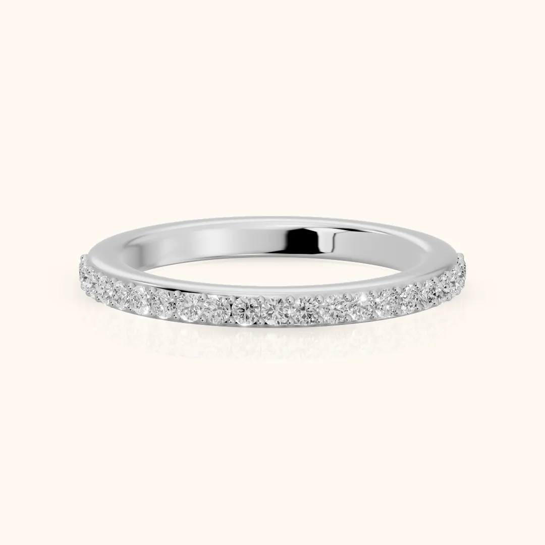 Tamara Micropavé Round Diamond Half Eternity Band in Silver — view 2