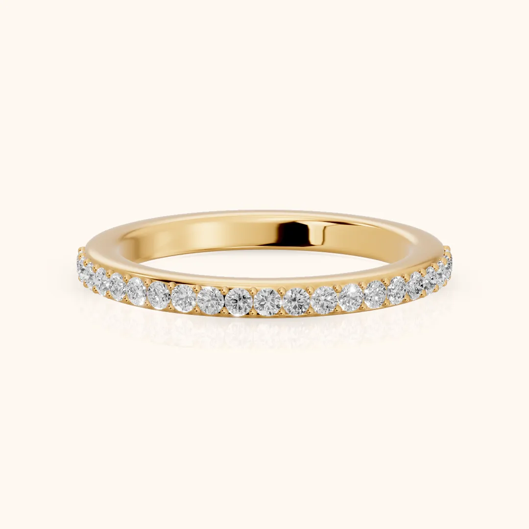 Tamara Micropavé Round Diamond Half Eternity Band in Yellow Gold — view 2