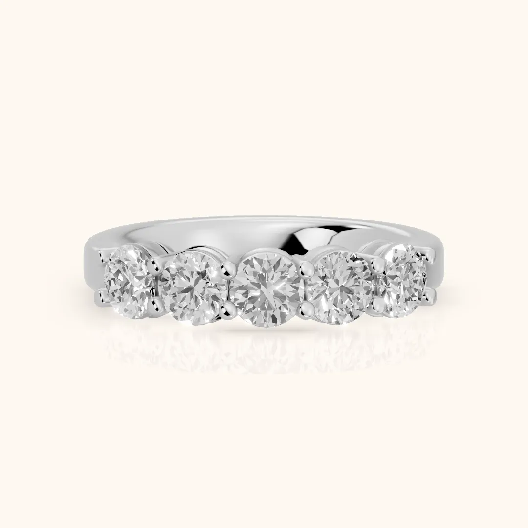 Theia Shared Prong Round Diamond Wedding Band in Silver — view 2