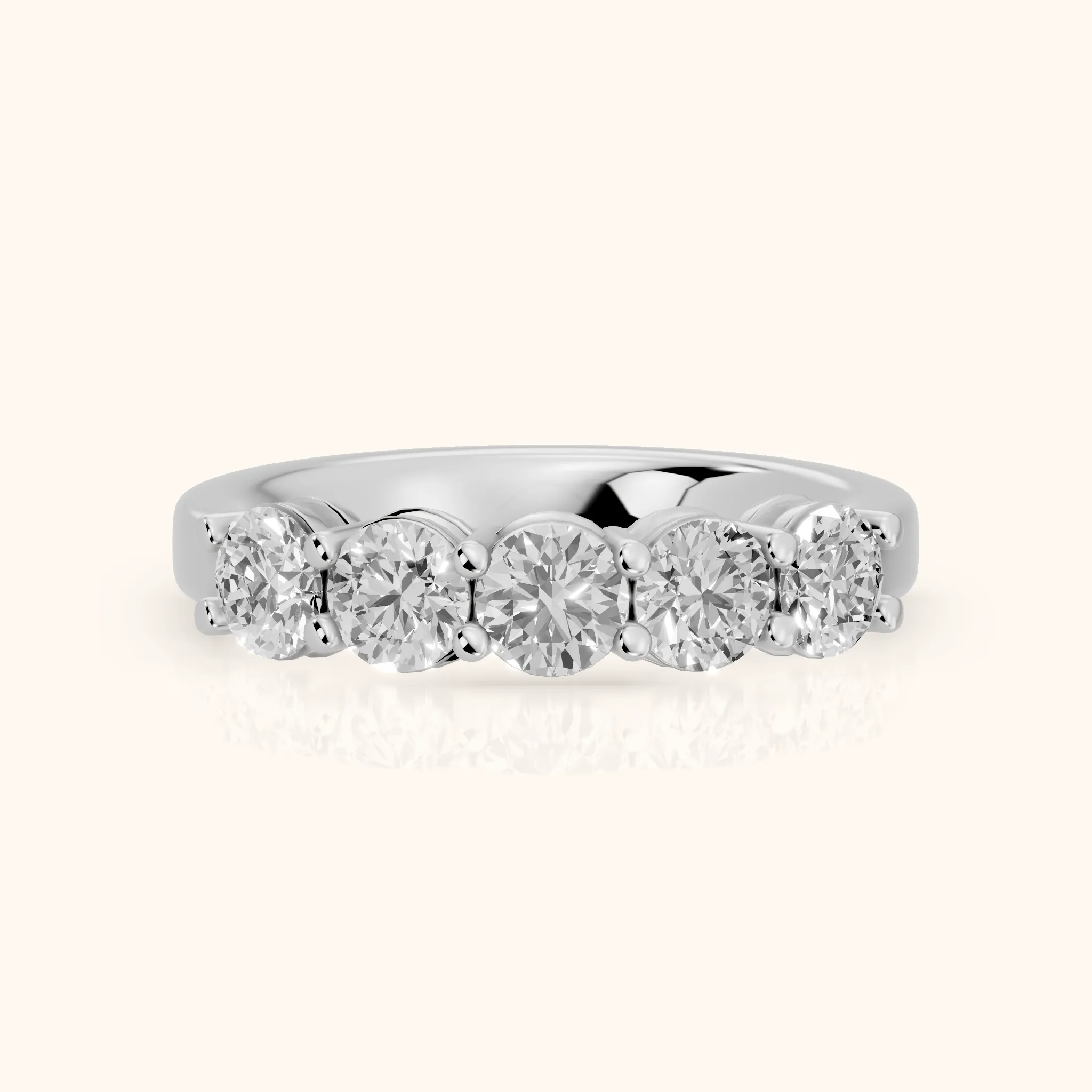 Theia Shared Prong Round Diamond Wedding Band in Silver — view 1