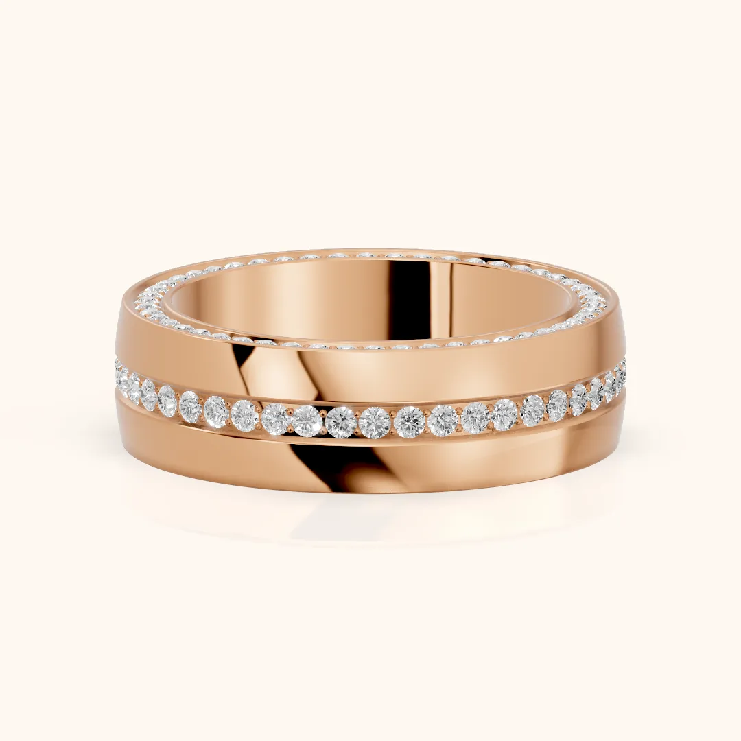 Kassia Micropavé Round Diamond Eternity Band in Rose Gold — view 2