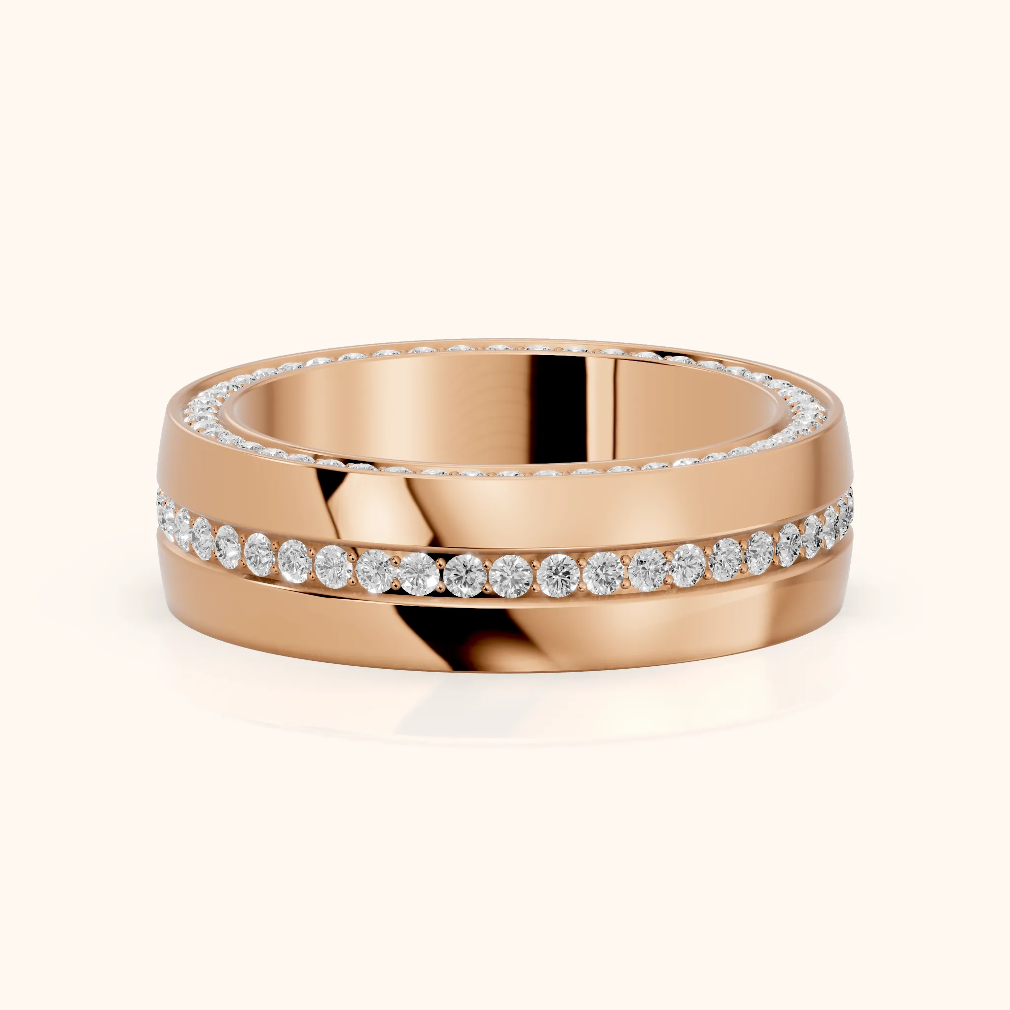 Kassia Micropavé Round Diamond Eternity Band in Rose Gold — view 1