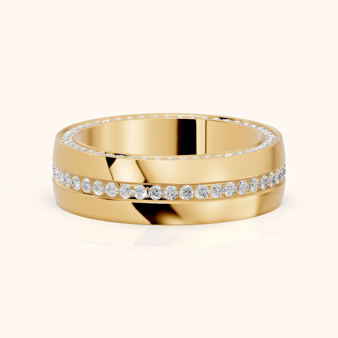 Kassia Micropavé Round Diamond Eternity Band in Yellow Gold — view 2