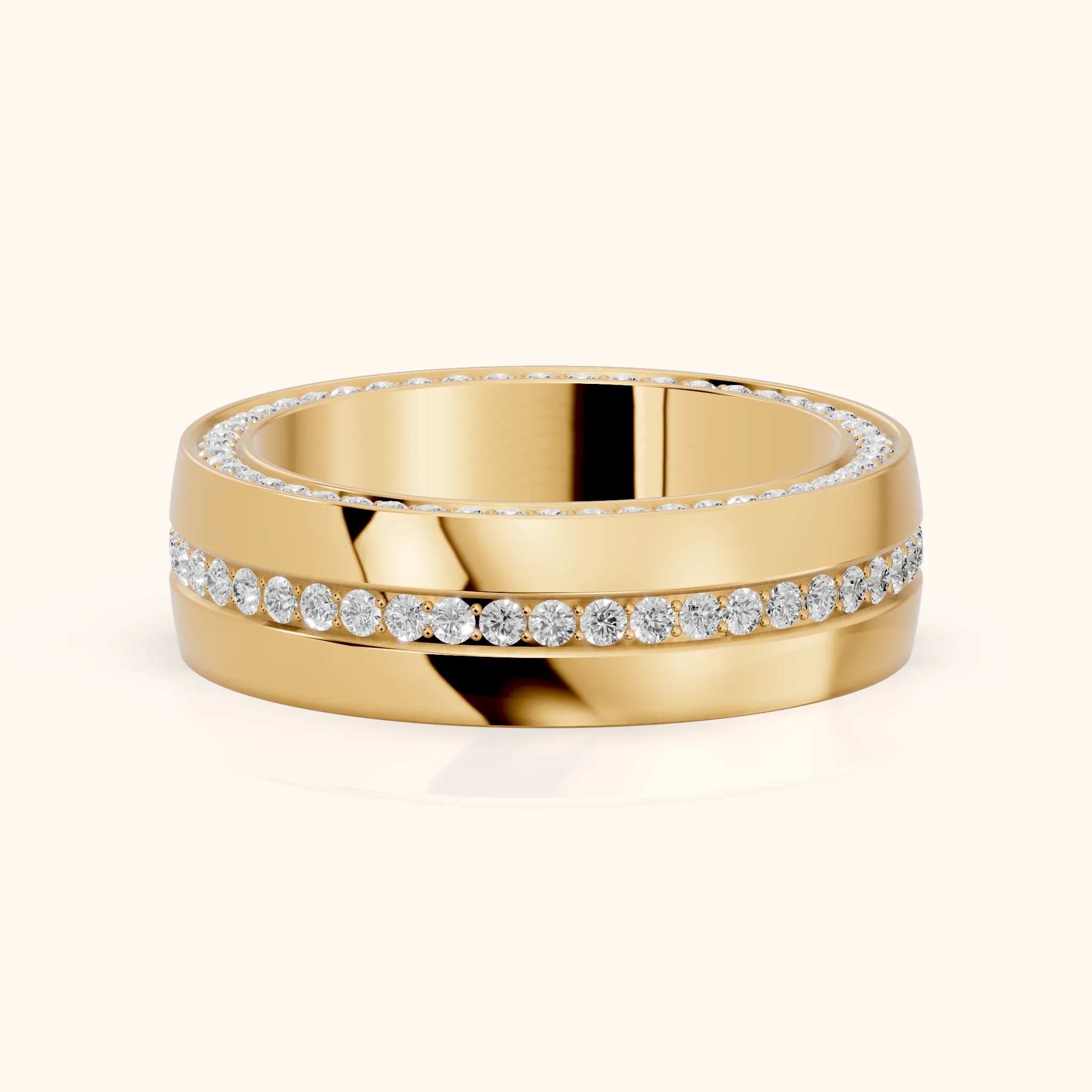 Kassia Micropavé Round Diamond Eternity Band in Yellow Gold — view 1