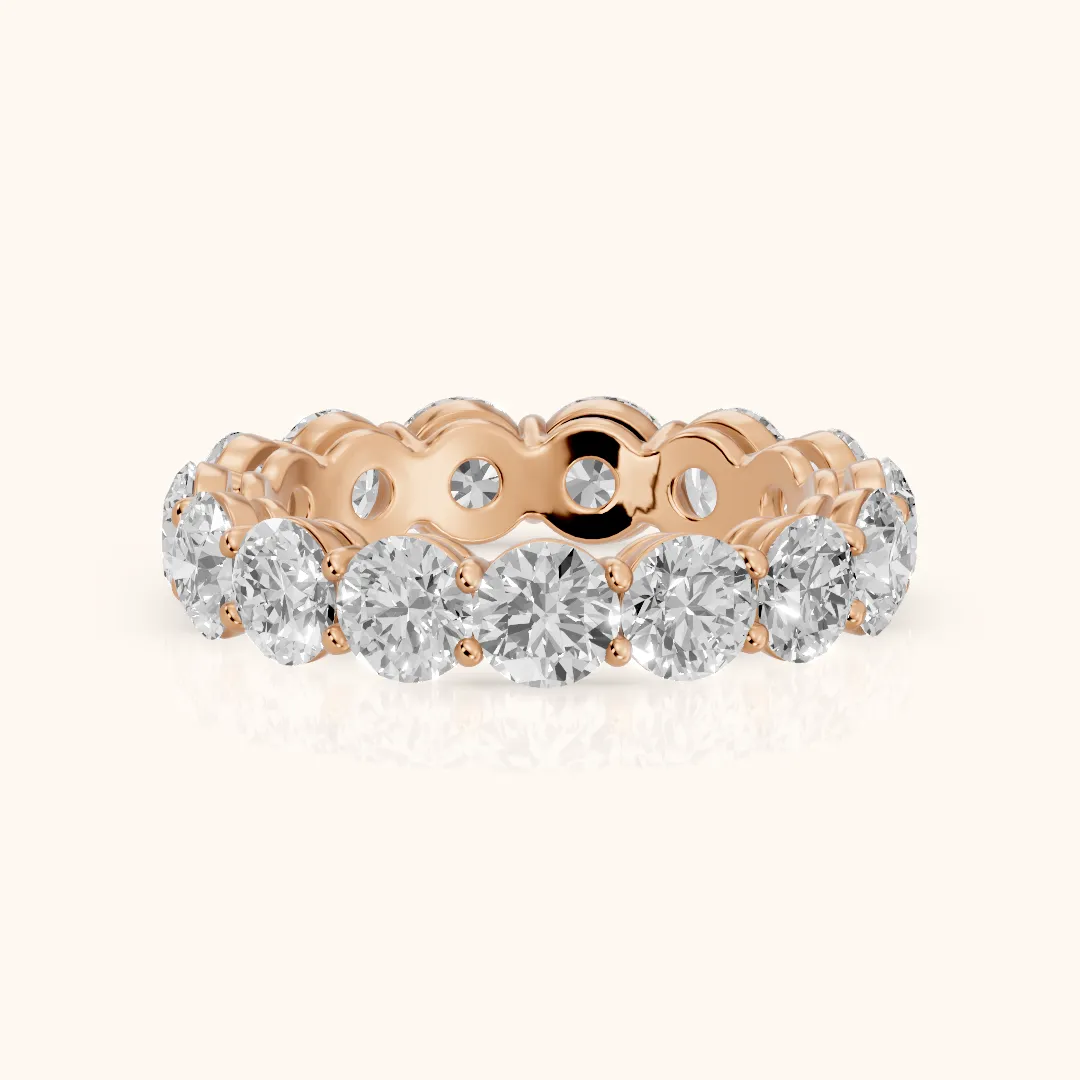 Larissa Shared Prong Round Diamond Eternity Band in Rose Gold — view 2