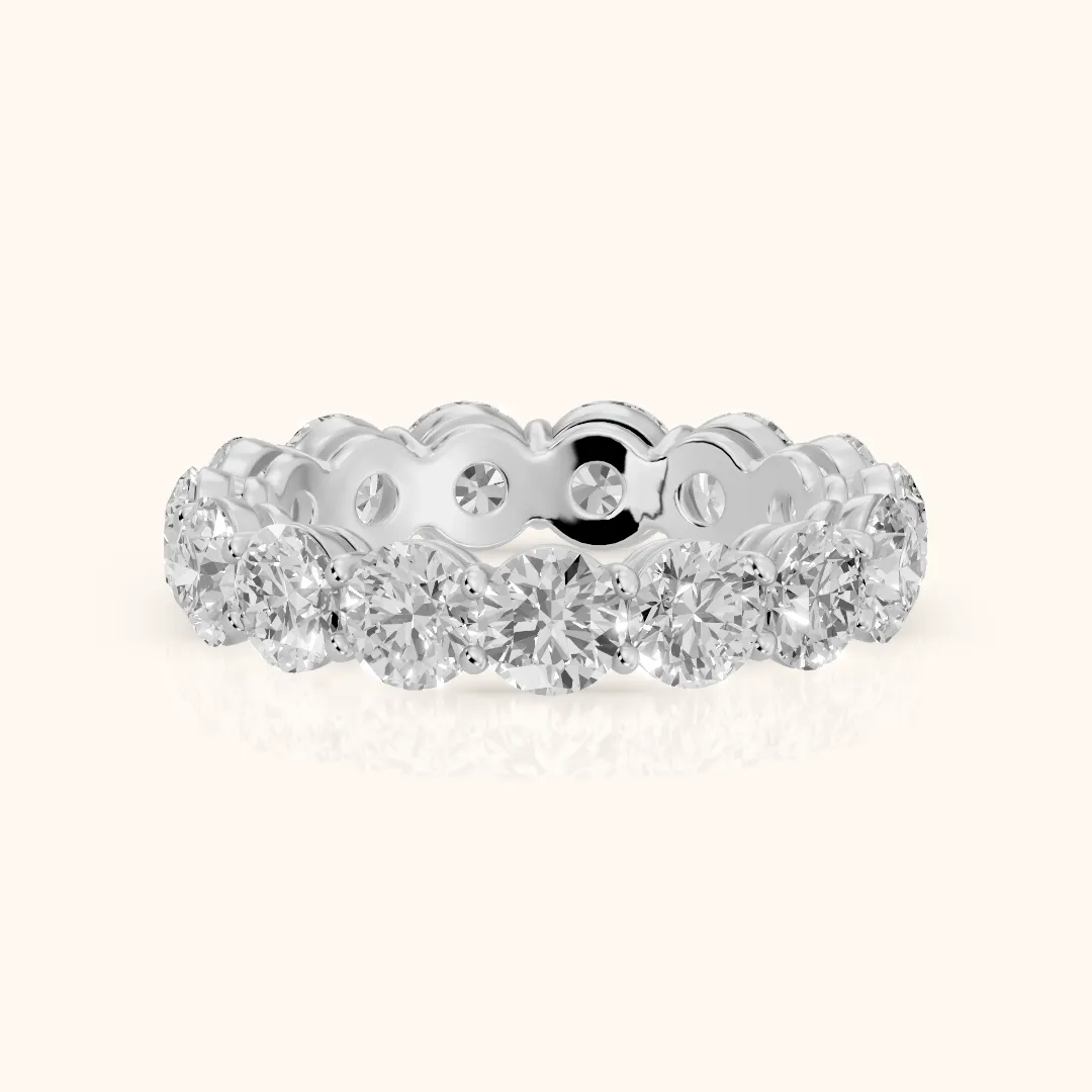 Larissa Shared Prong Round Diamond Eternity Band in Silver — view 2