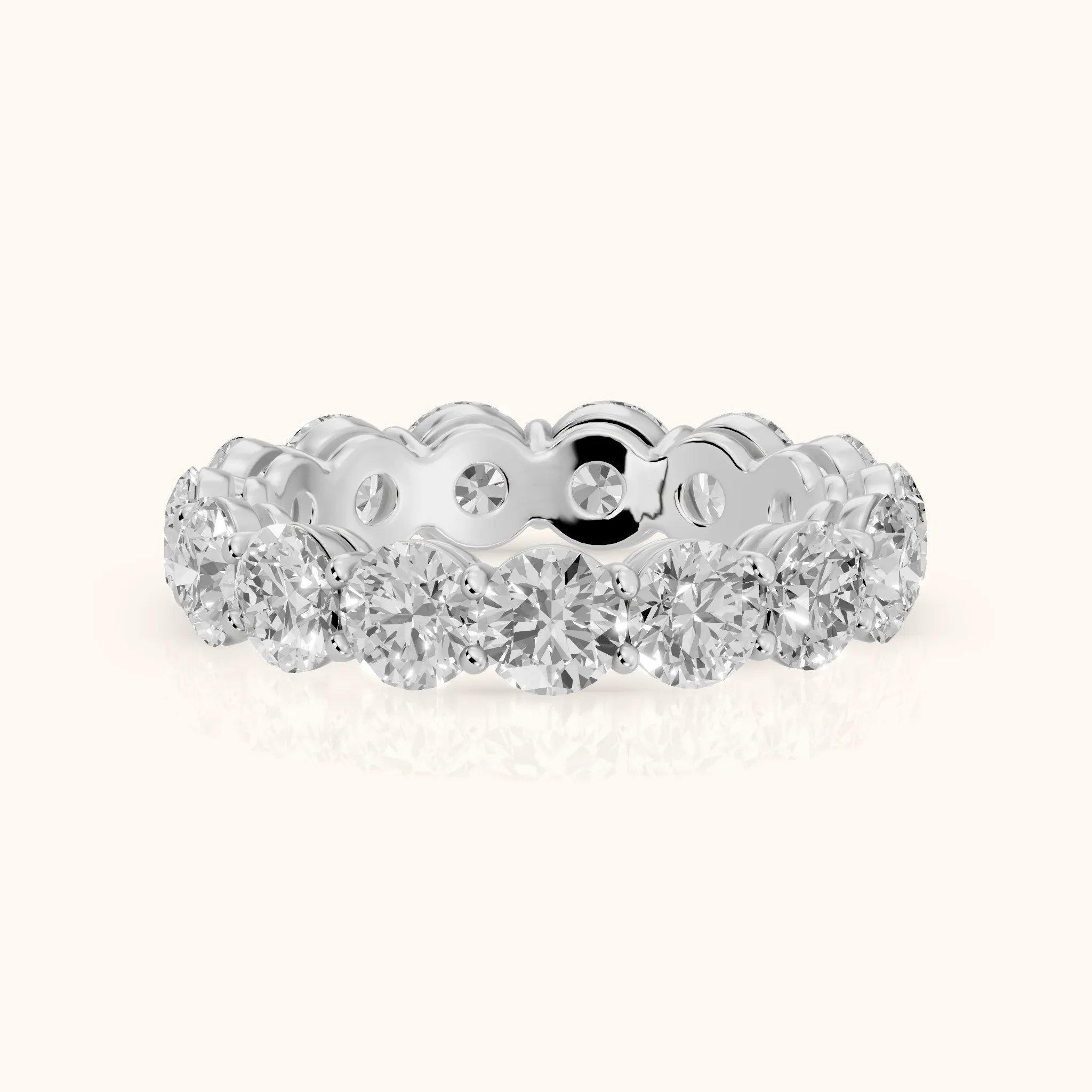 Larissa Shared Prong Round Diamond Eternity Band in Silver — view 1