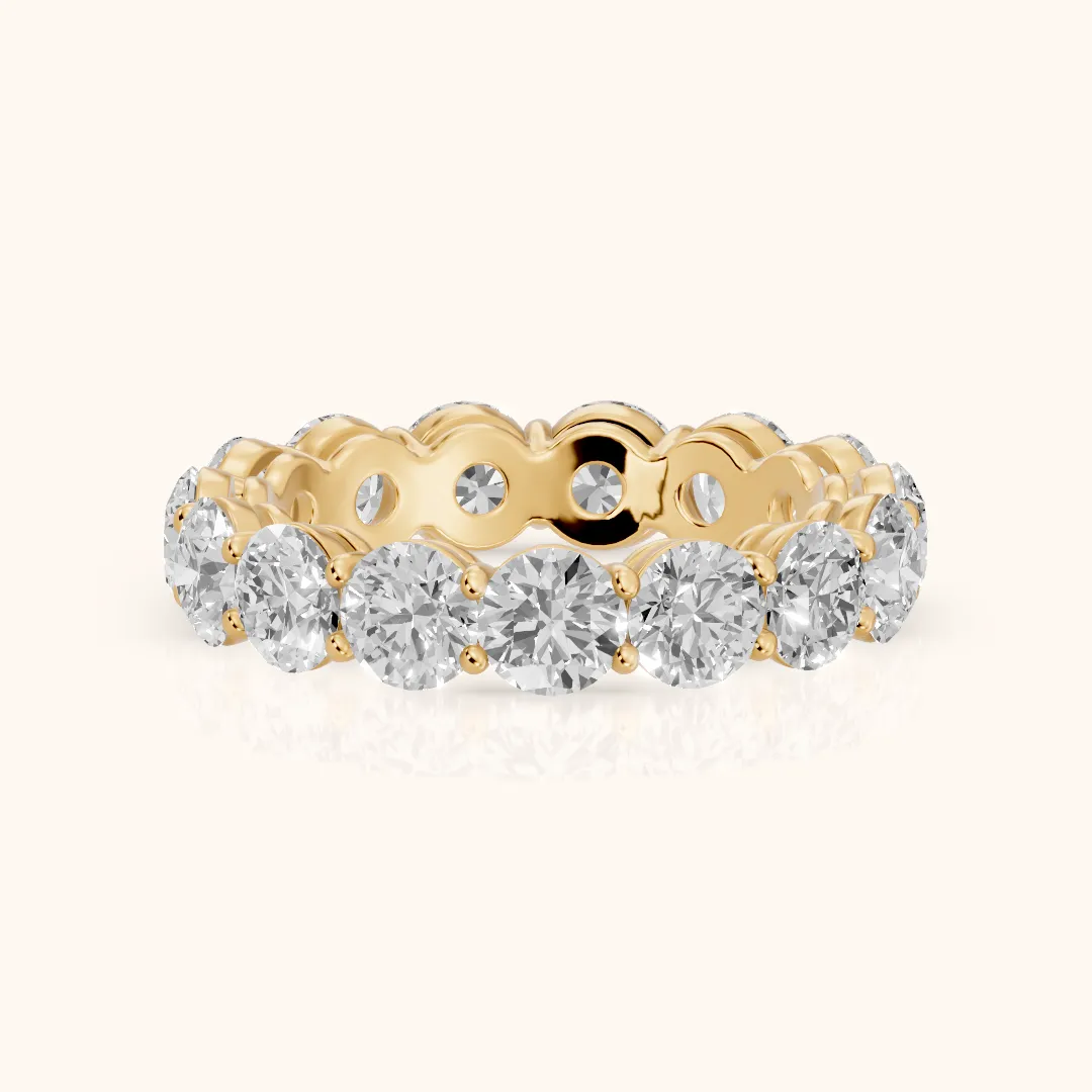 Larissa Shared Prong Round Diamond Eternity Band in Yellow Gold — view 2