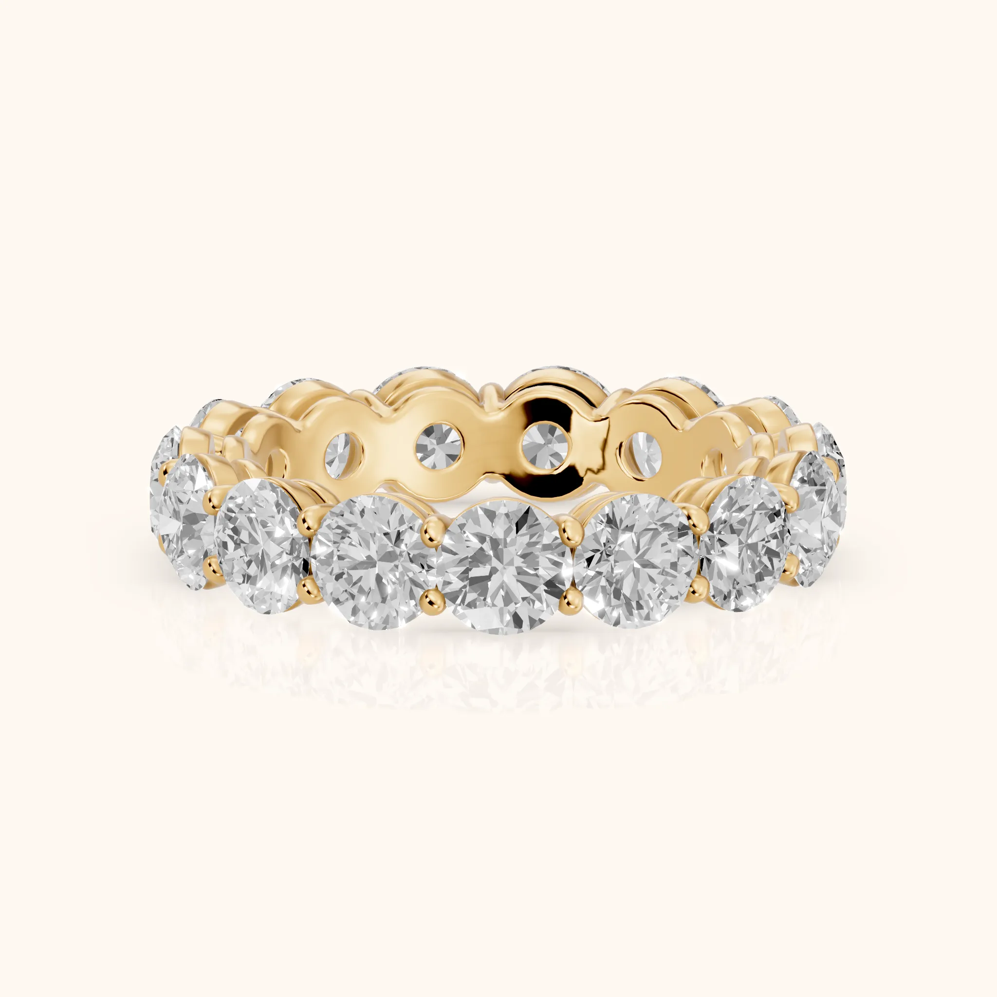 Larissa Shared Prong Round Diamond Eternity Band in Yellow Gold — view 1