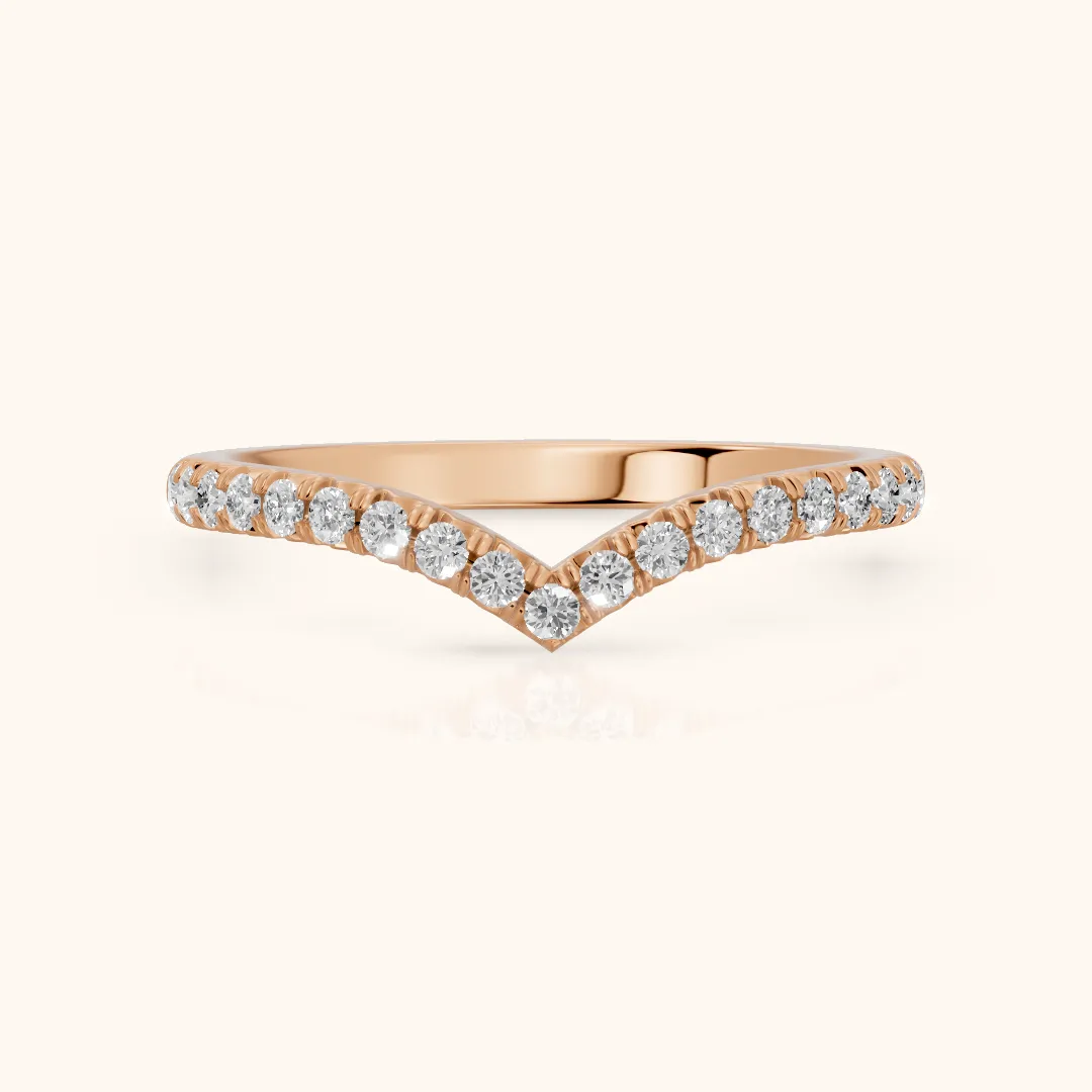 Melia Contour Pavé Round Diamond Stackable Ring in Rose Gold — view 2