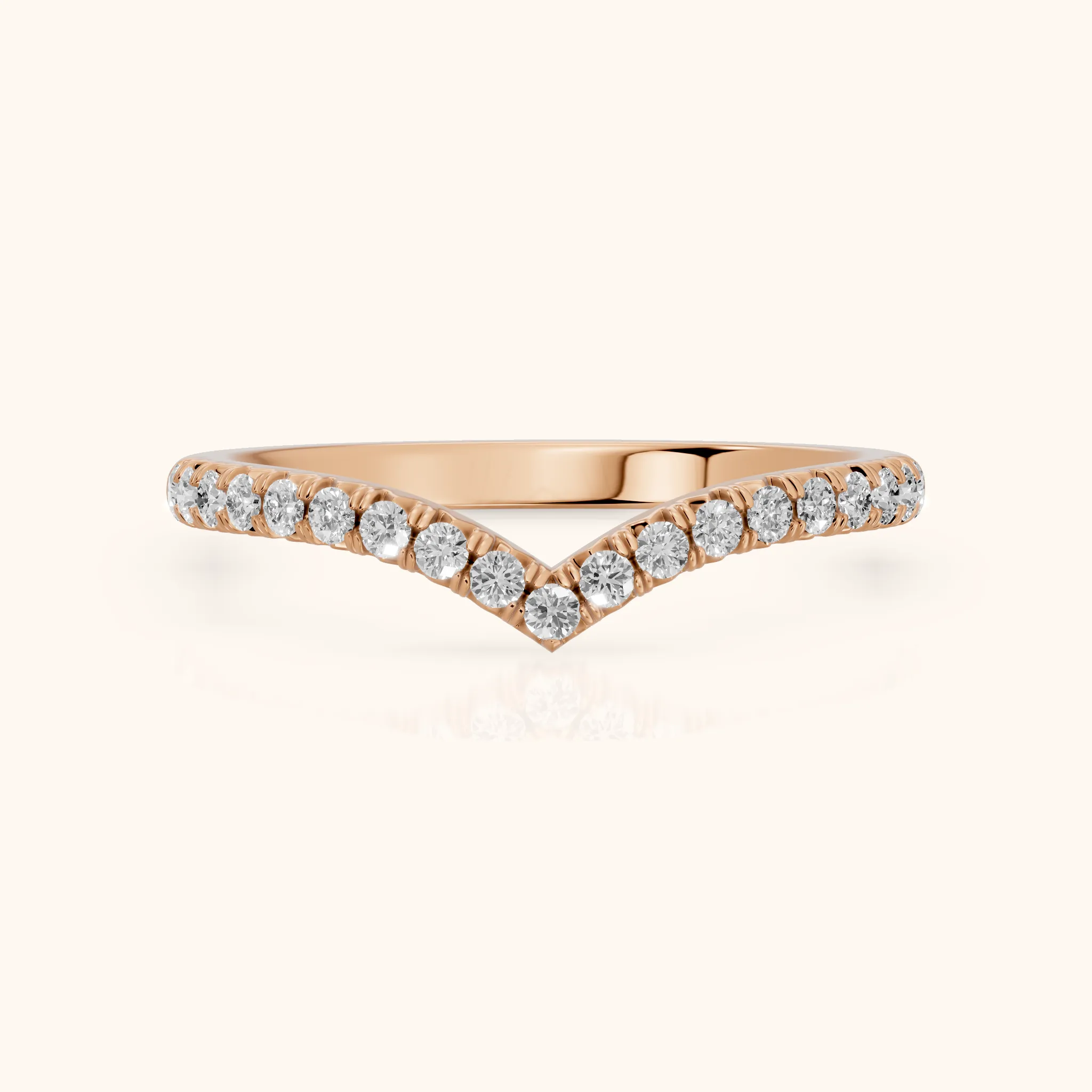 Melia Contour Pavé Round Diamond Stackable Ring in Rose Gold — view 1