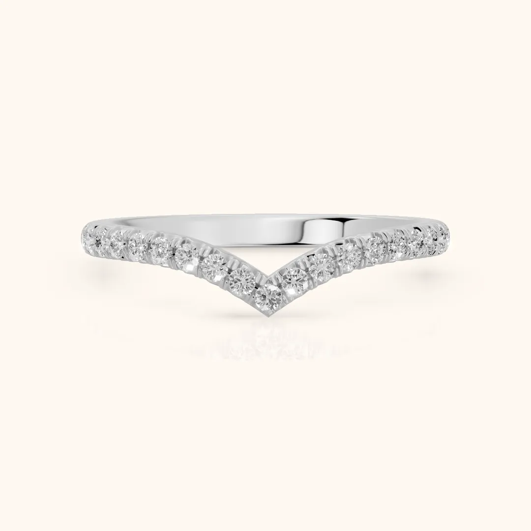 Melia Contour Pavé Round Diamond Stackable Ring in Platinum — view 2