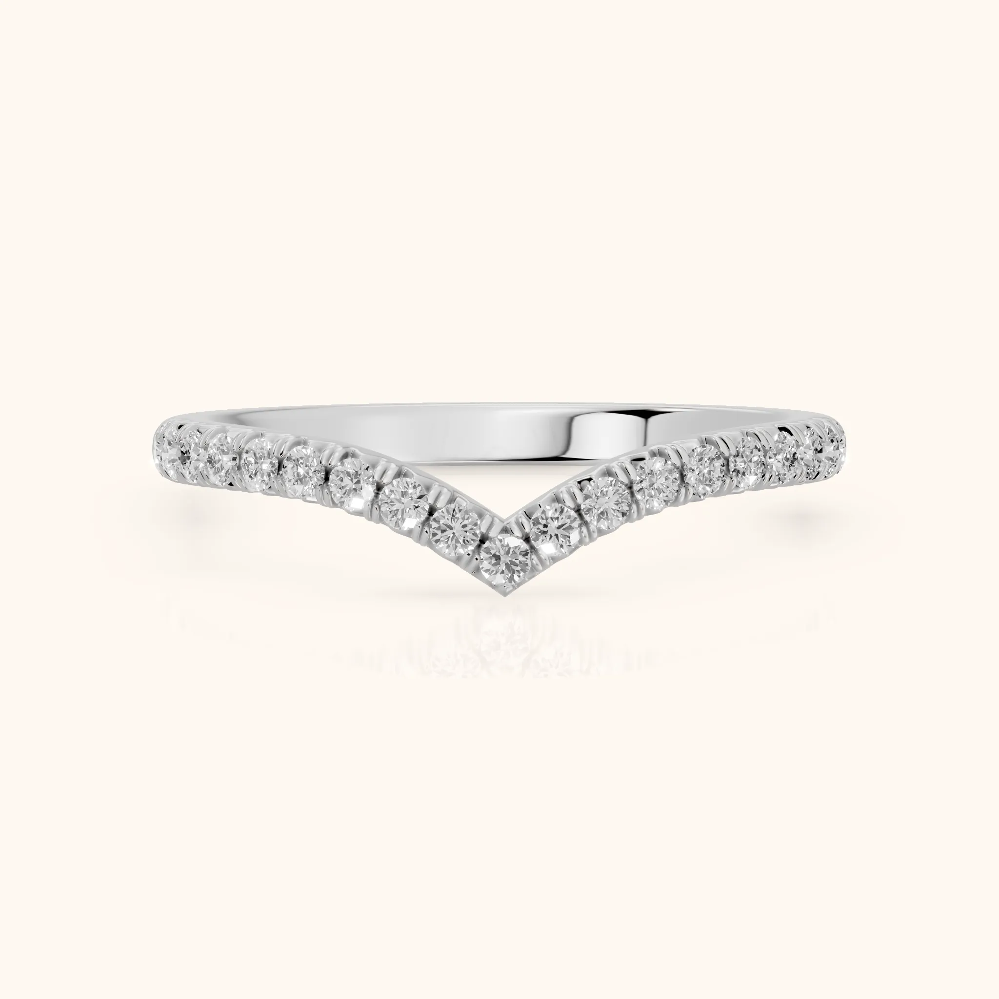 Melia Contour Pavé Round Diamond Stackable Ring in Platinum — view 1