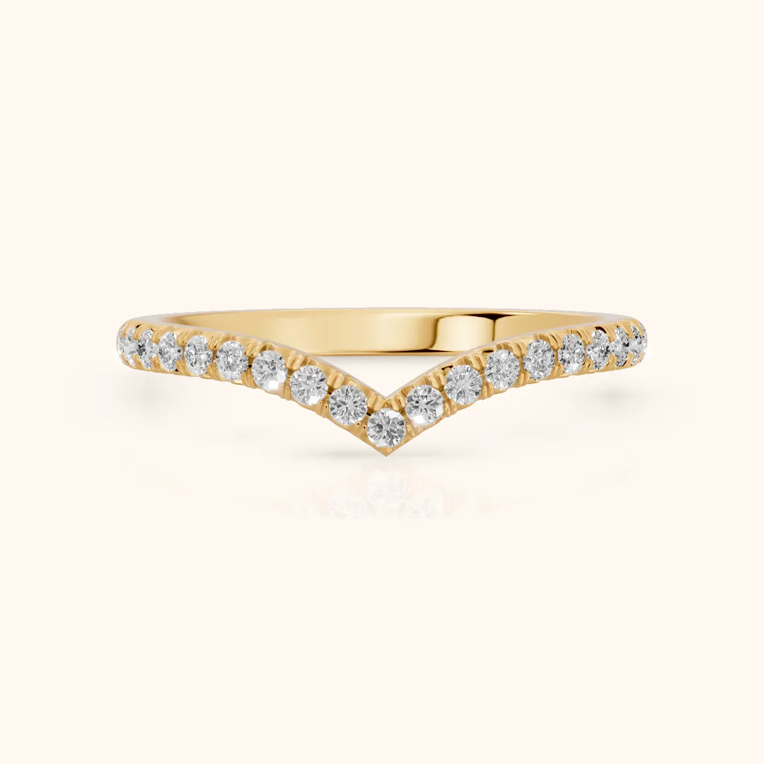 Melia Contour Pavé Round Diamond Stackable Ring in Yellow Gold — view 2