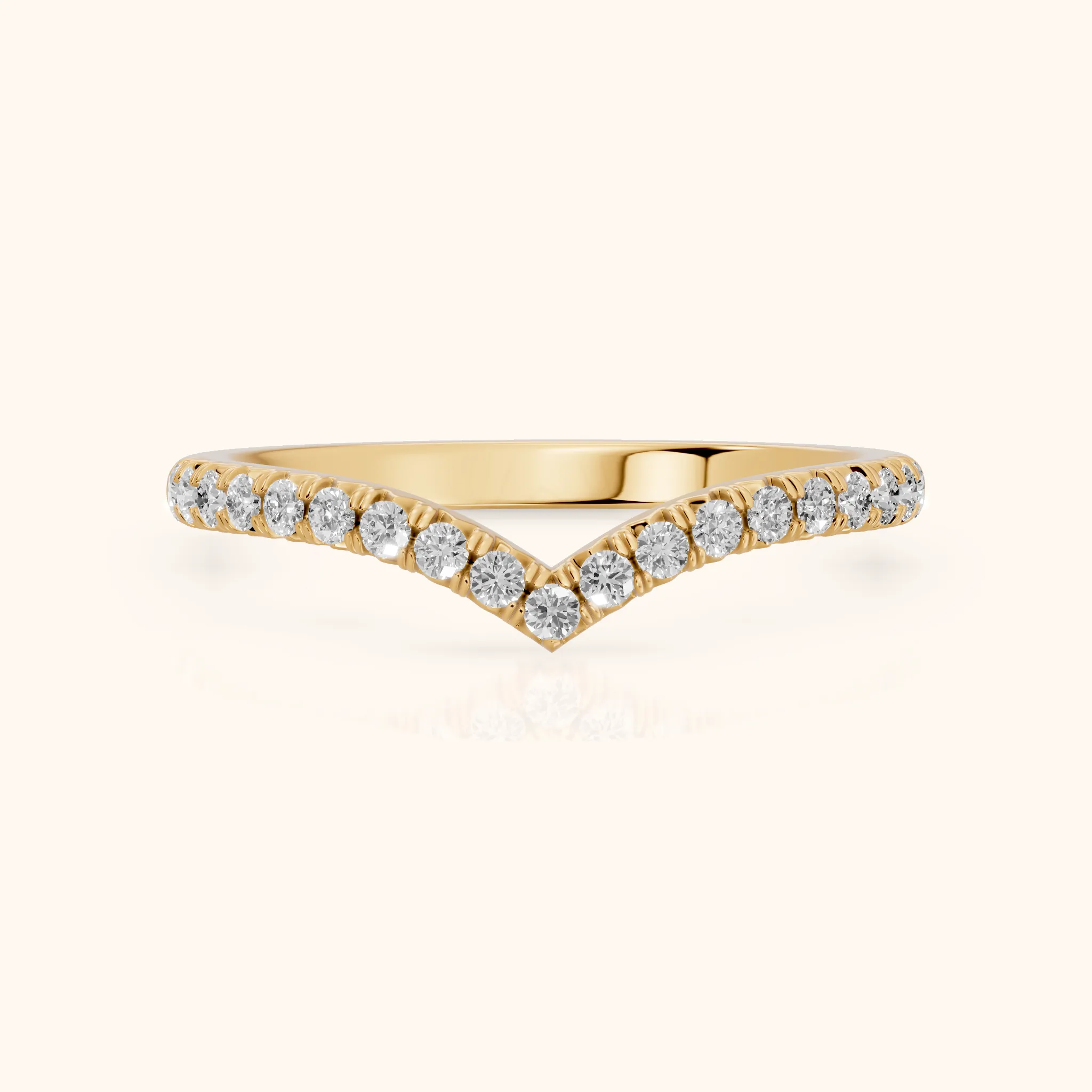Melia Contour Pavé Round Diamond Stackable Ring in Yellow Gold — view 1