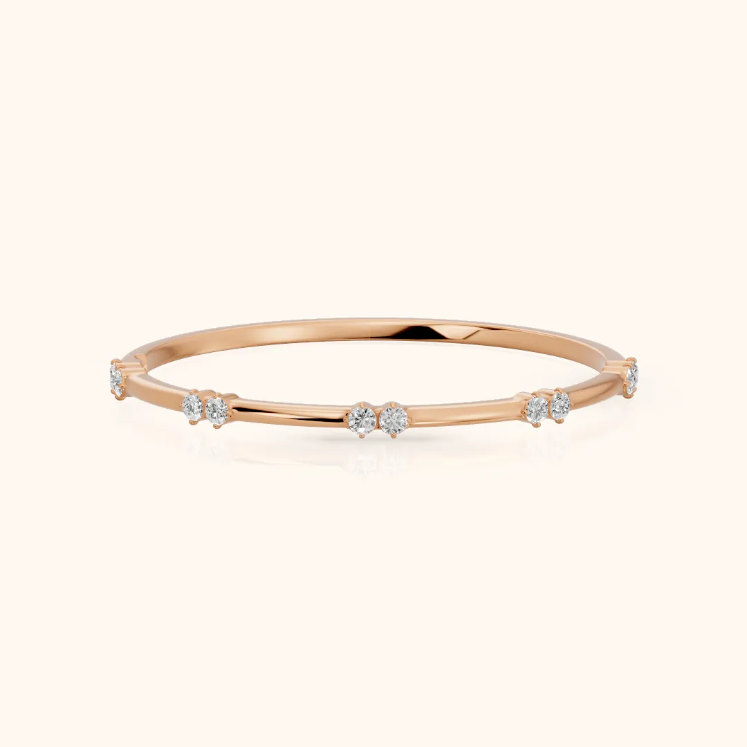 Penelope Claw Prong Round Diamond Wedding Band in Rose Gold — view 2