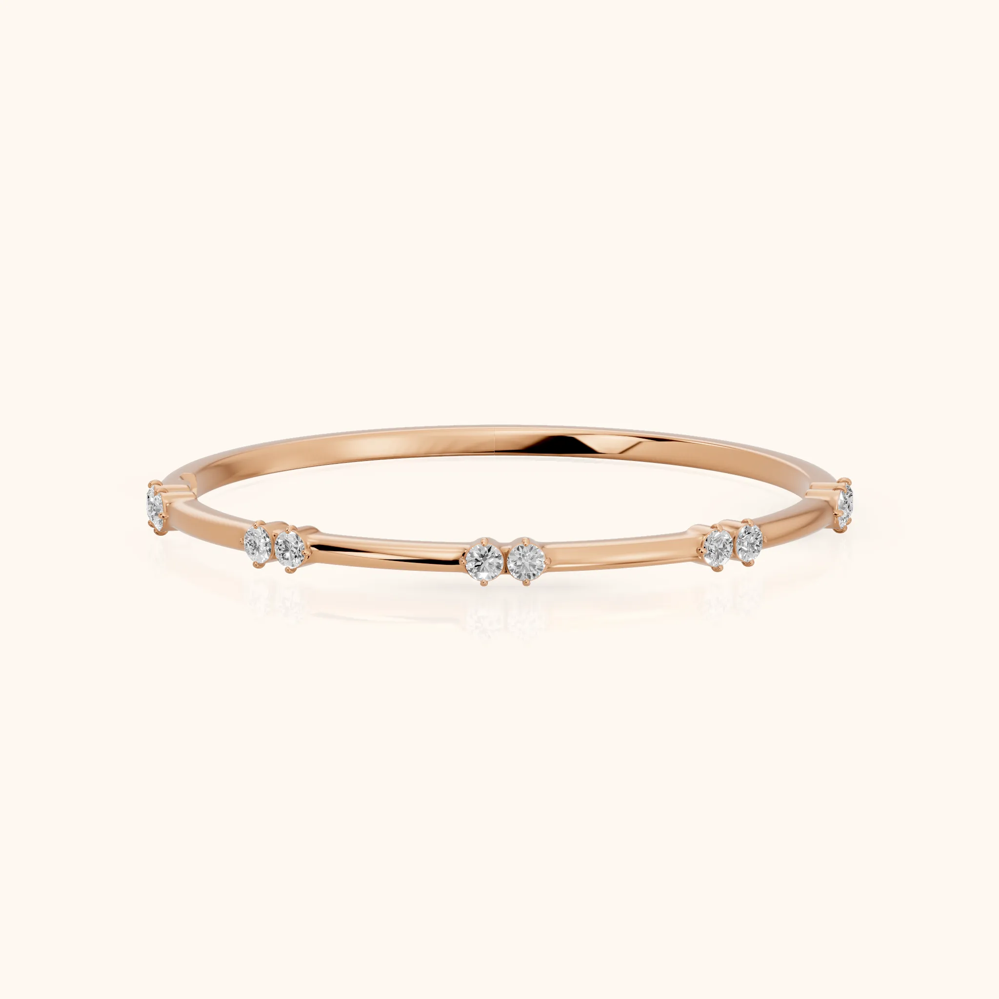 Penelope Claw Prong Round Diamond Wedding Band in Rose Gold — view 1