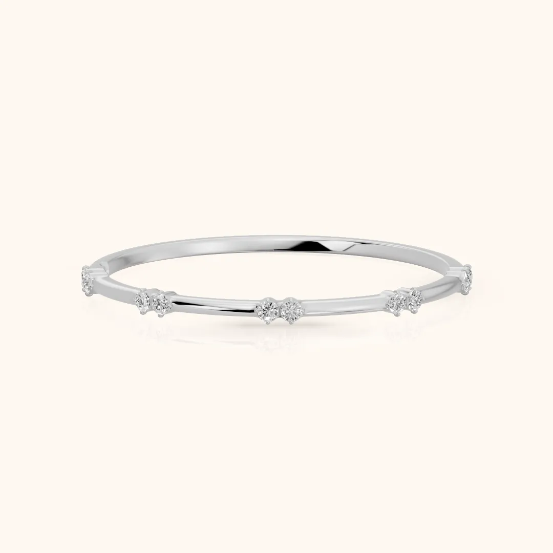 Nyssa Claw Prong Round Diamond Wedding Band in Silver — view 2