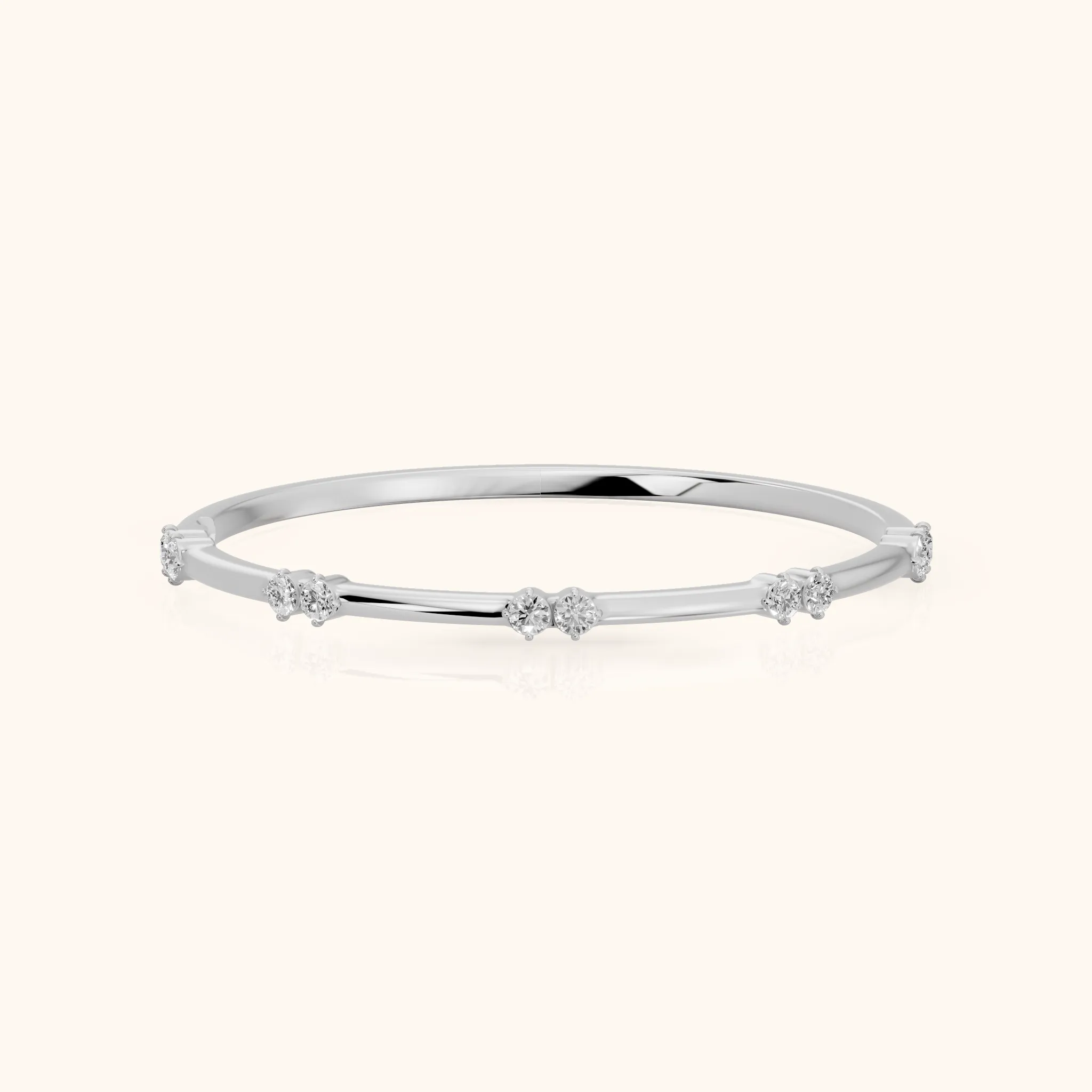 Nyssa Claw Prong Round Diamond Wedding Band in Silver — view 1