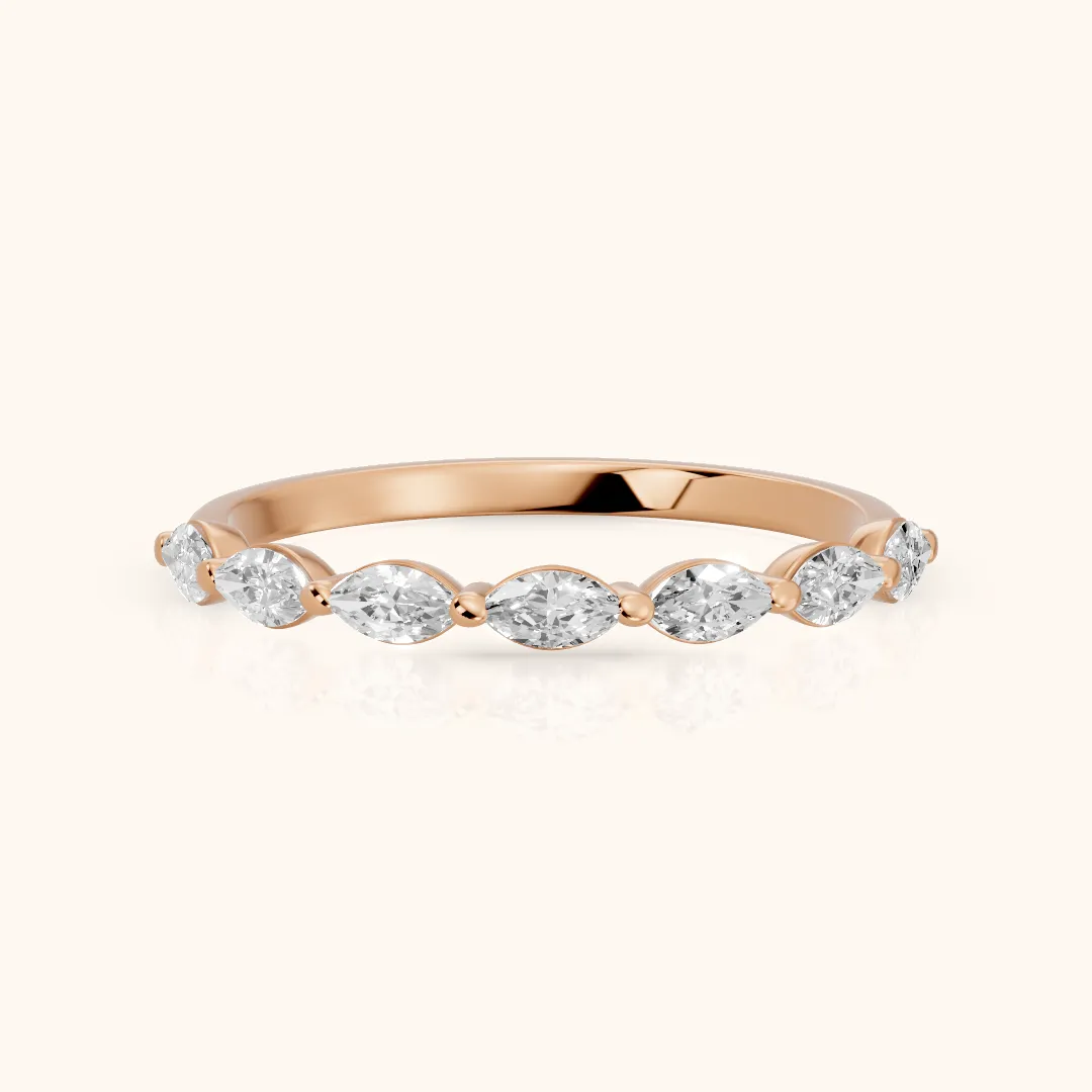 Corina Shared Prong Marquise Diamond Half Eternity Band in Rose Gold — view 2