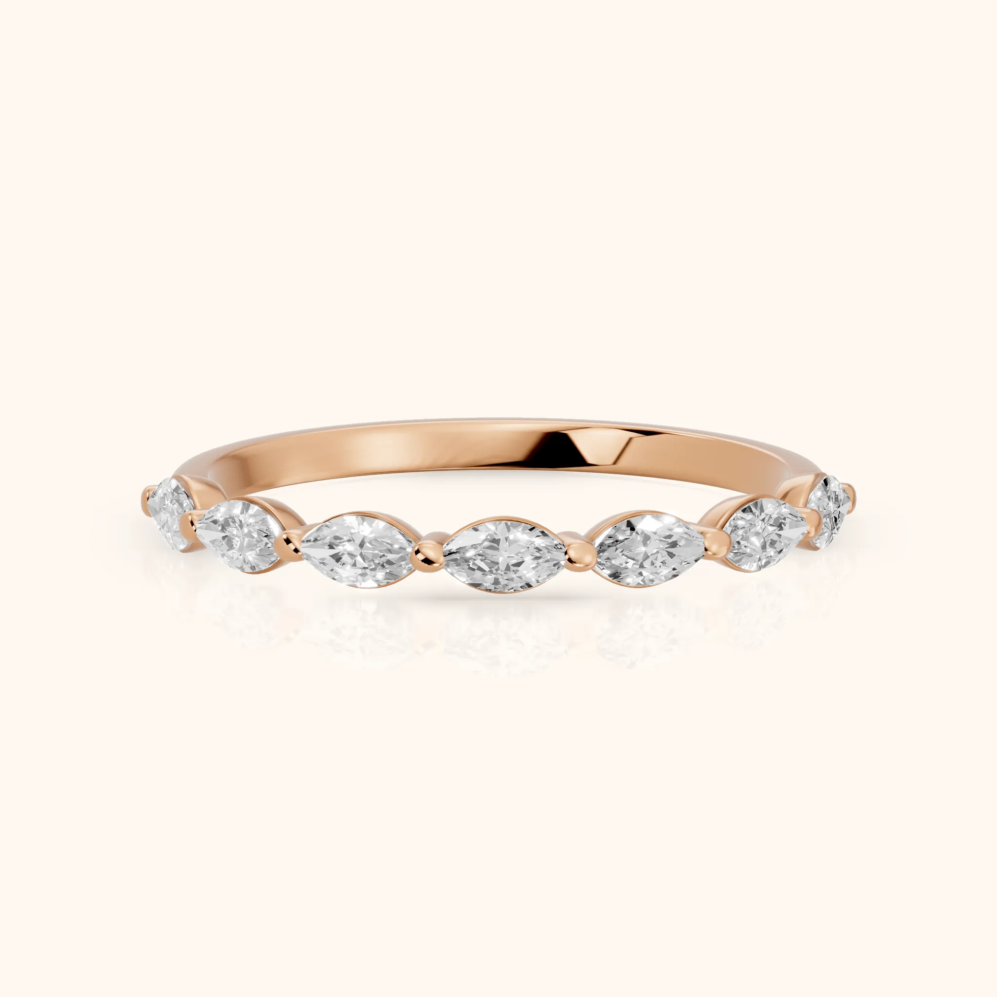 Corina Shared Prong Marquise Diamond Half Eternity Band in Rose Gold — view 1