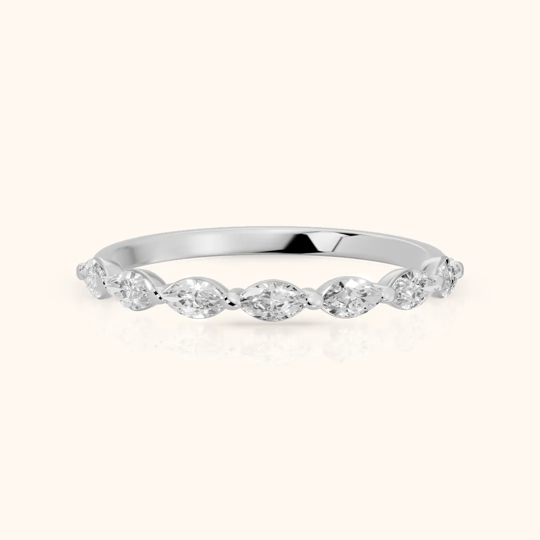 Corina Shared Prong Marquise Diamond Half Eternity Band in Silver — view 2