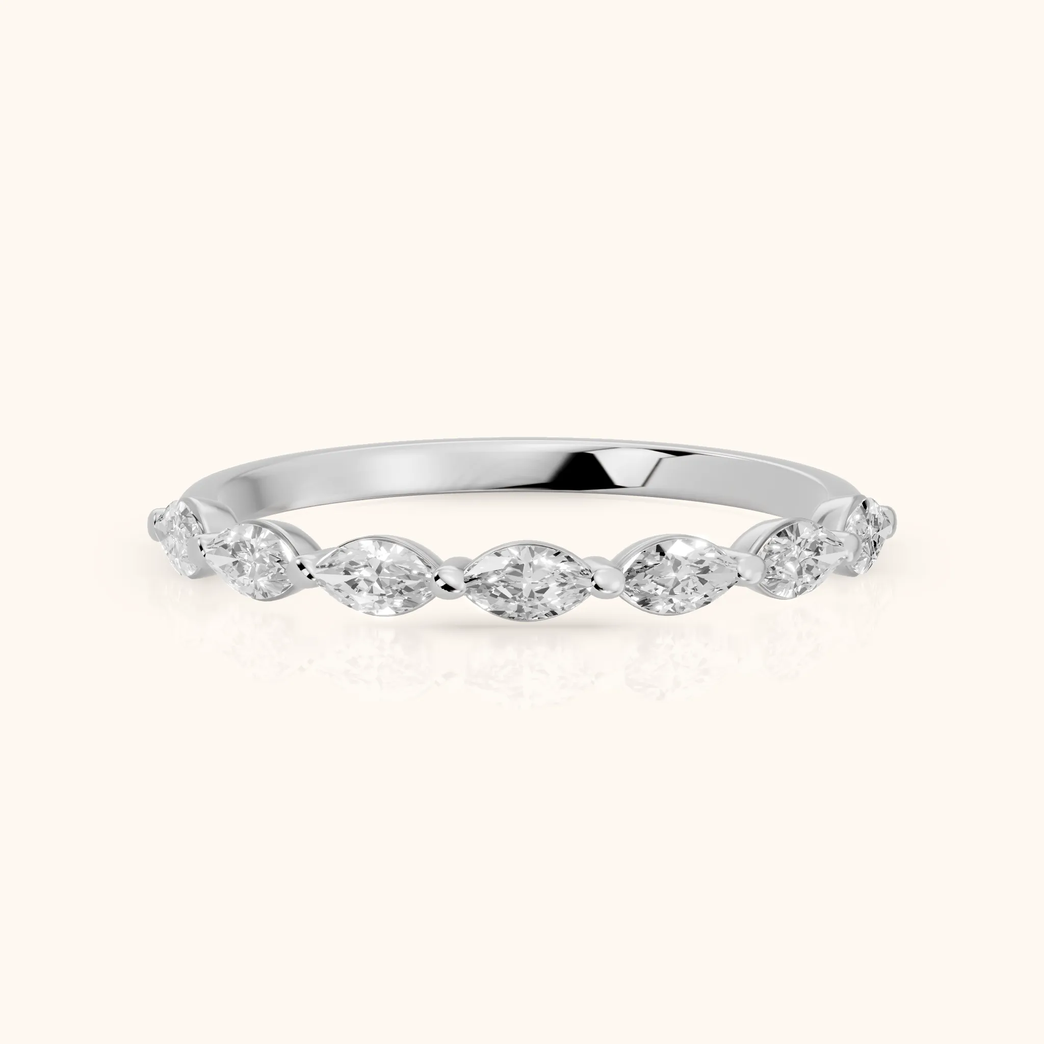 Corina Shared Prong Marquise Diamond Half Eternity Band in Silver — view 1
