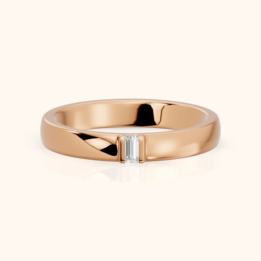 Kalina Channel Set Baguette Diamond Wedding Band in Rose Gold — view 2