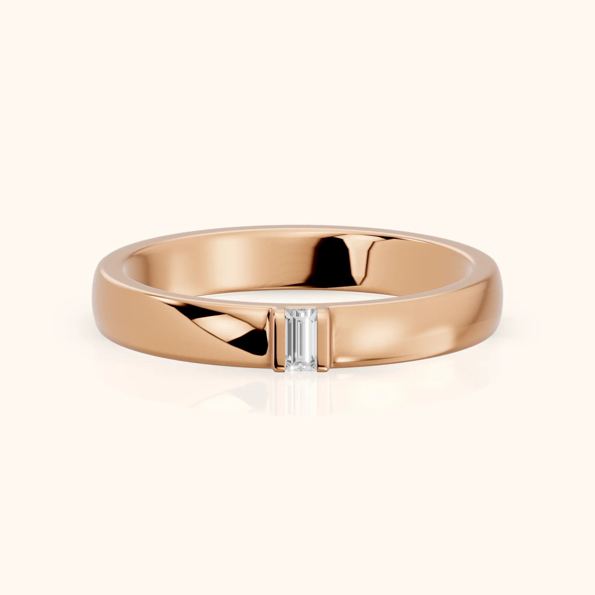 Kalina Channel Set Baguette Diamond Wedding Band in Rose Gold — view 1