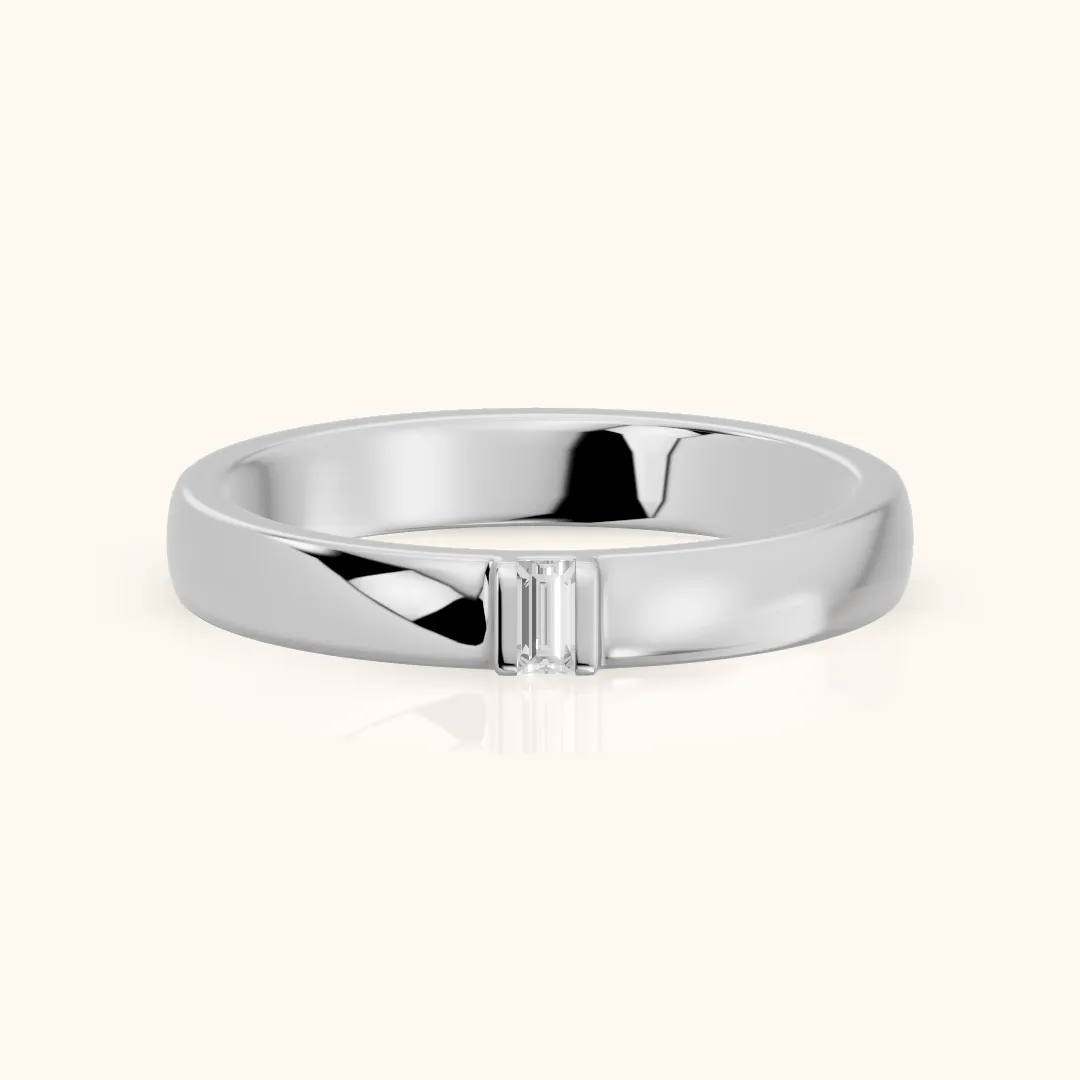 Kalina Channel Set Baguette Diamond Wedding Band in White Gold — view 2