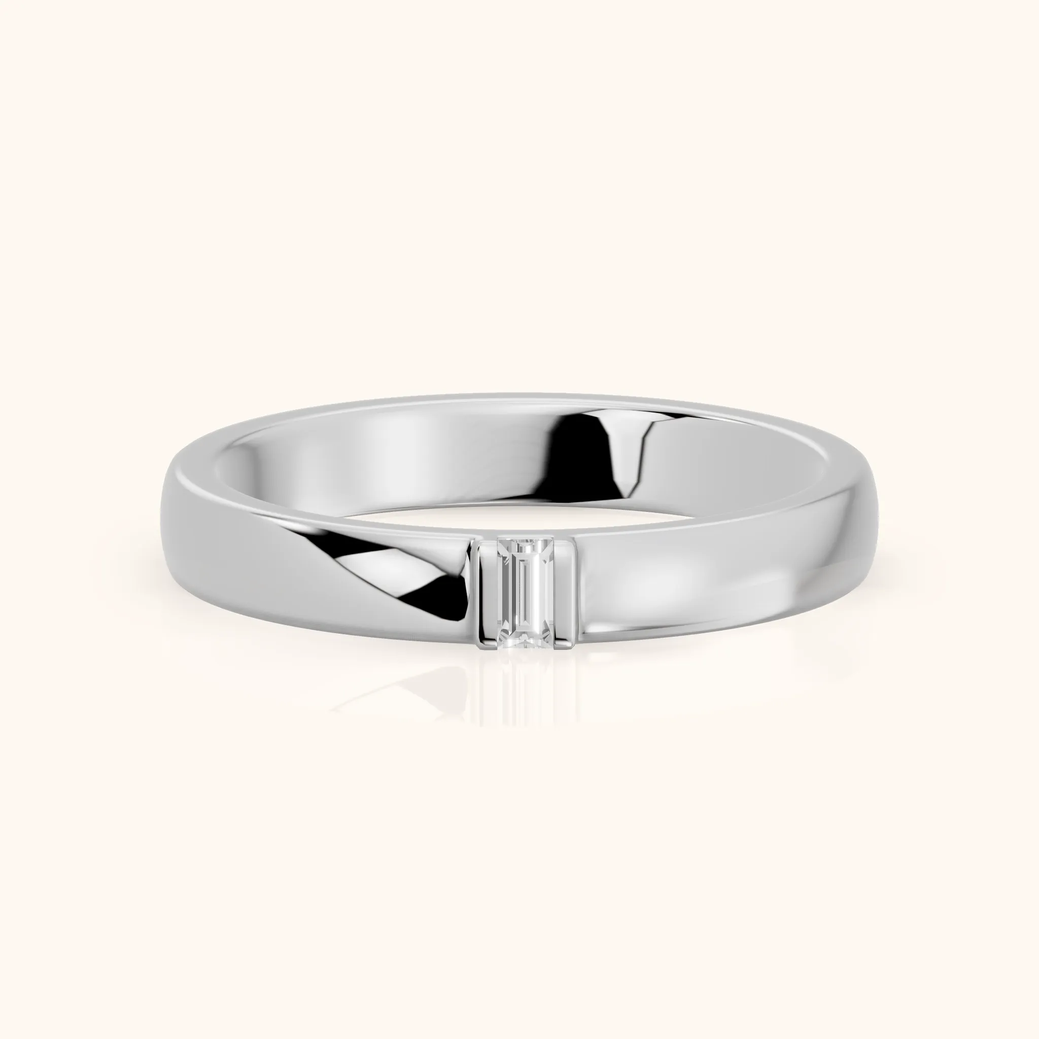 Kalina Channel Set Baguette Diamond Wedding Band in White Gold — view 1
